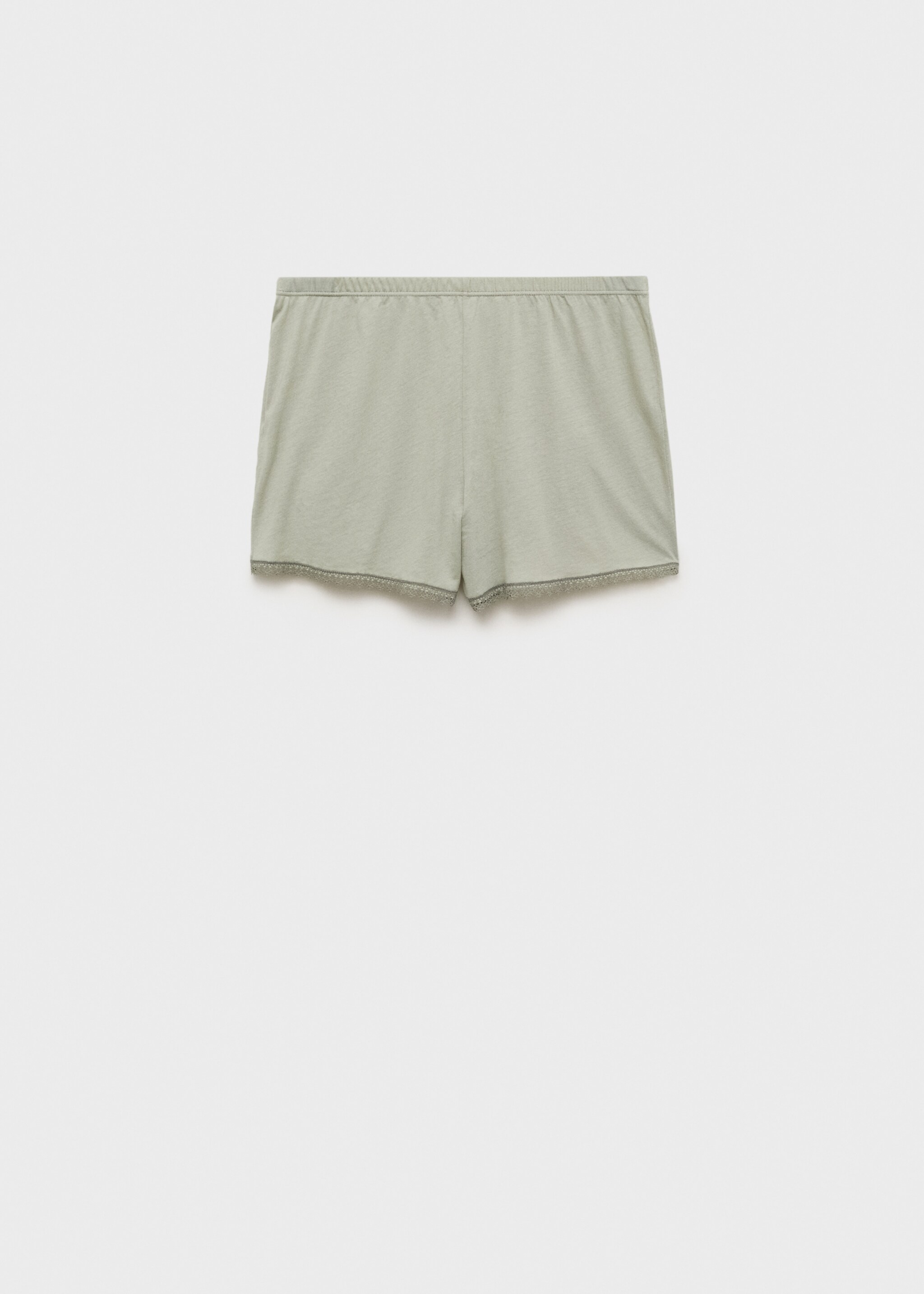 Short de pyjama coton dentelle rapporté contrasté - Article sans modèle, Vert d´eau. Ref: 87072938-00.