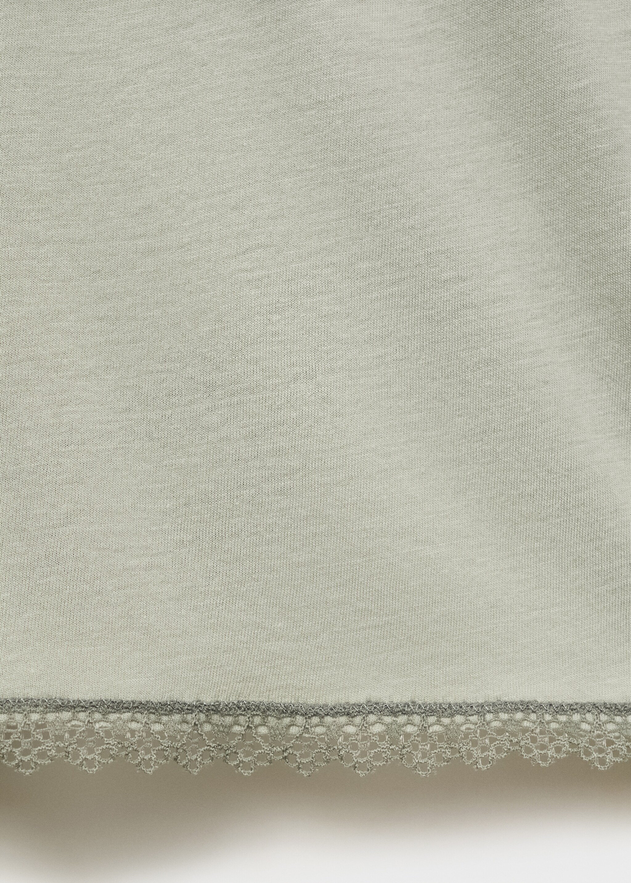 Short de pyjama coton dentelle rapporté contrasté - Détail de l'article 8, Vert d´eau. Ref: 87072938-00.