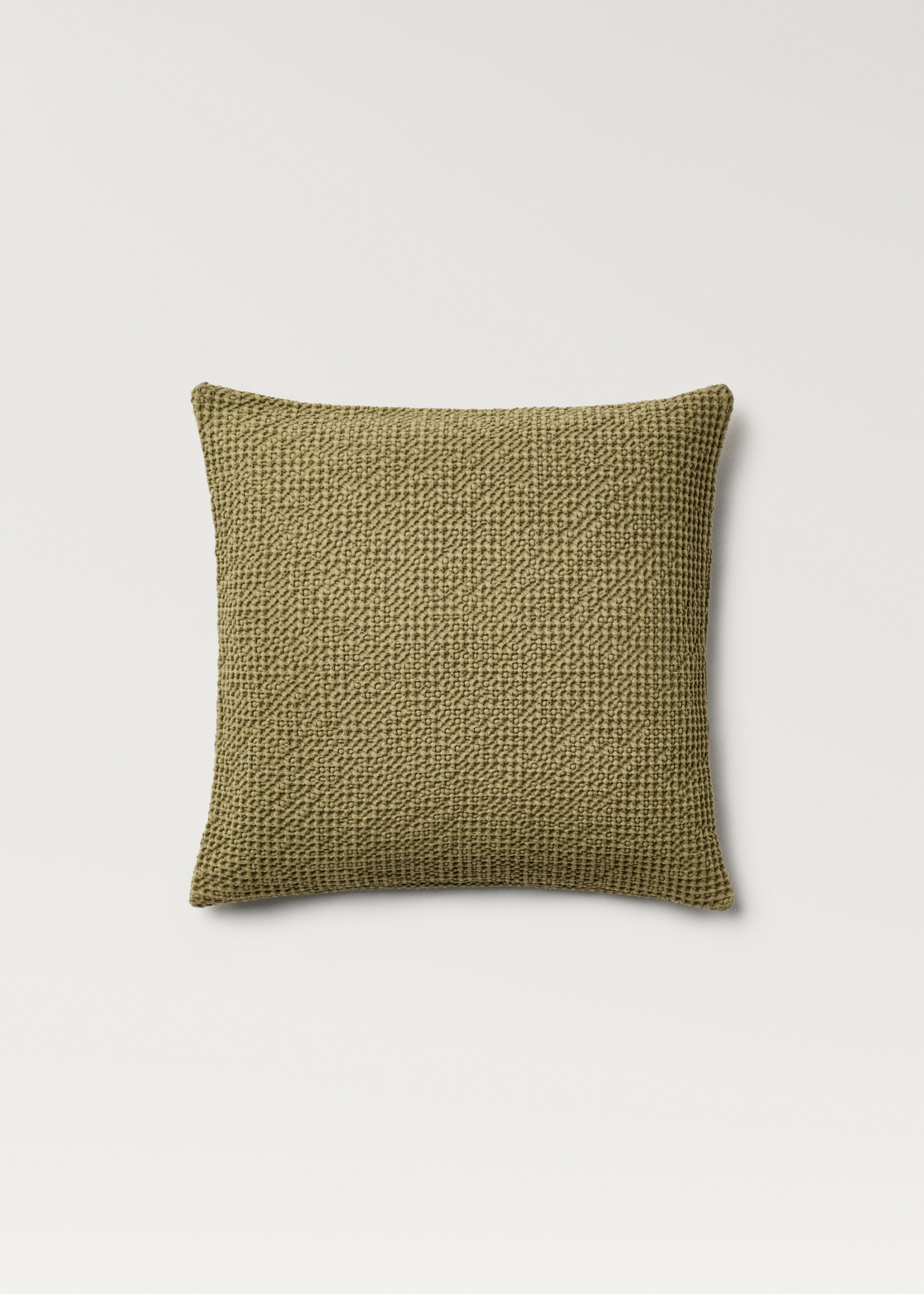 Housse de coussin en coton garment-dyed waffle 50x50 cm - Article sans modèle, Kaki. Ref: 87072956-00.