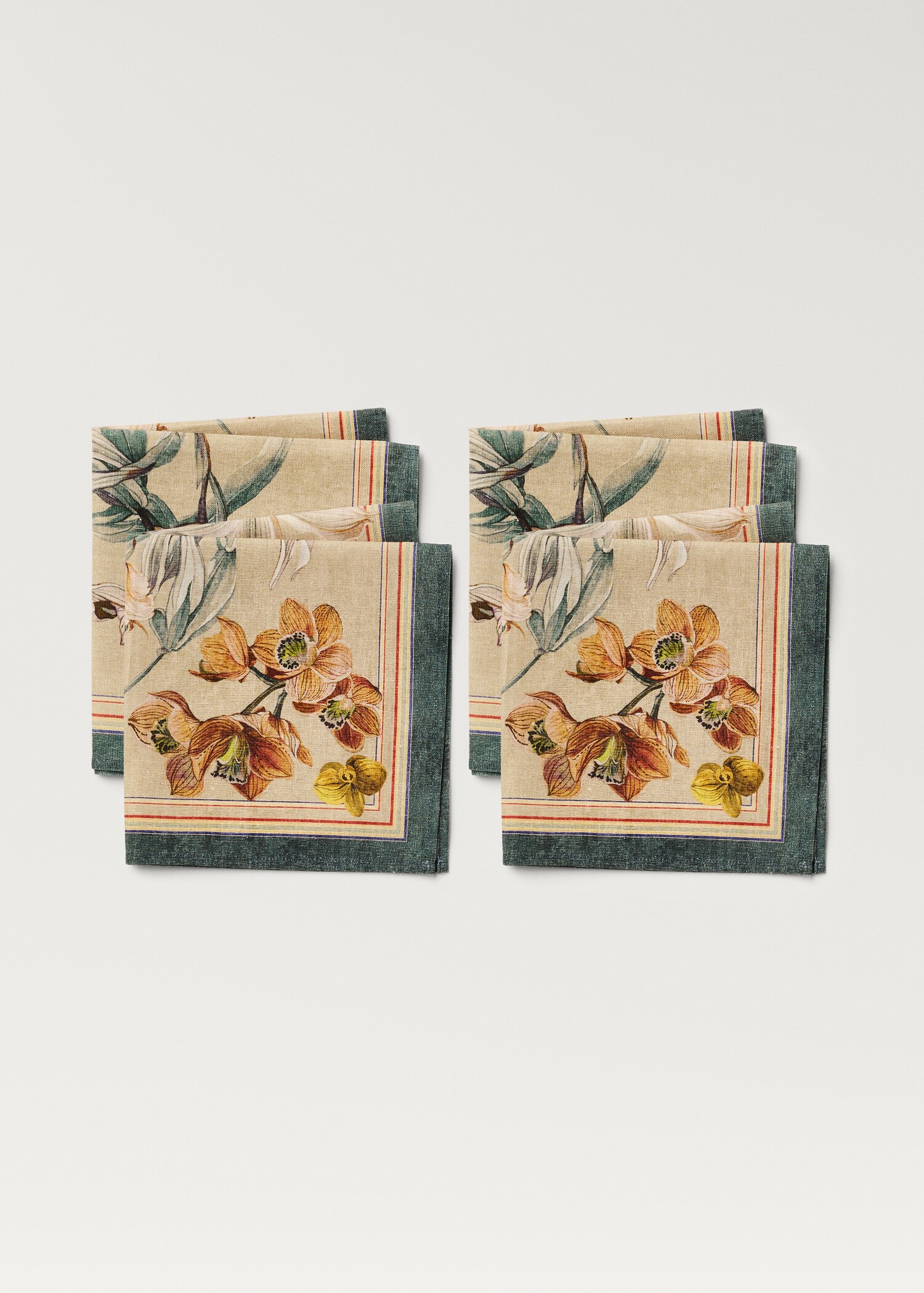Cotton linen floral-print napkins - Article without model