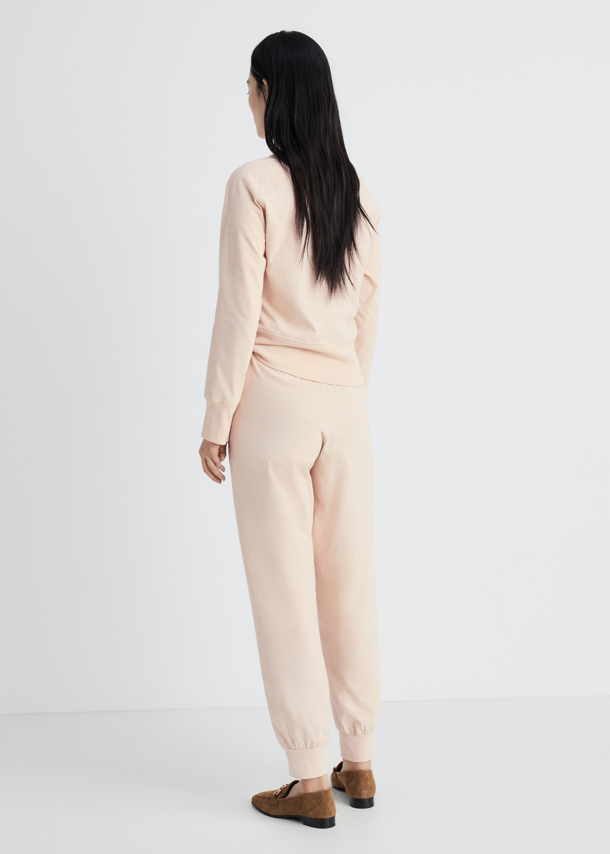 Cotton trousers with soft finish - Reverse of the article, Salmon. Ref: 87072971-00.