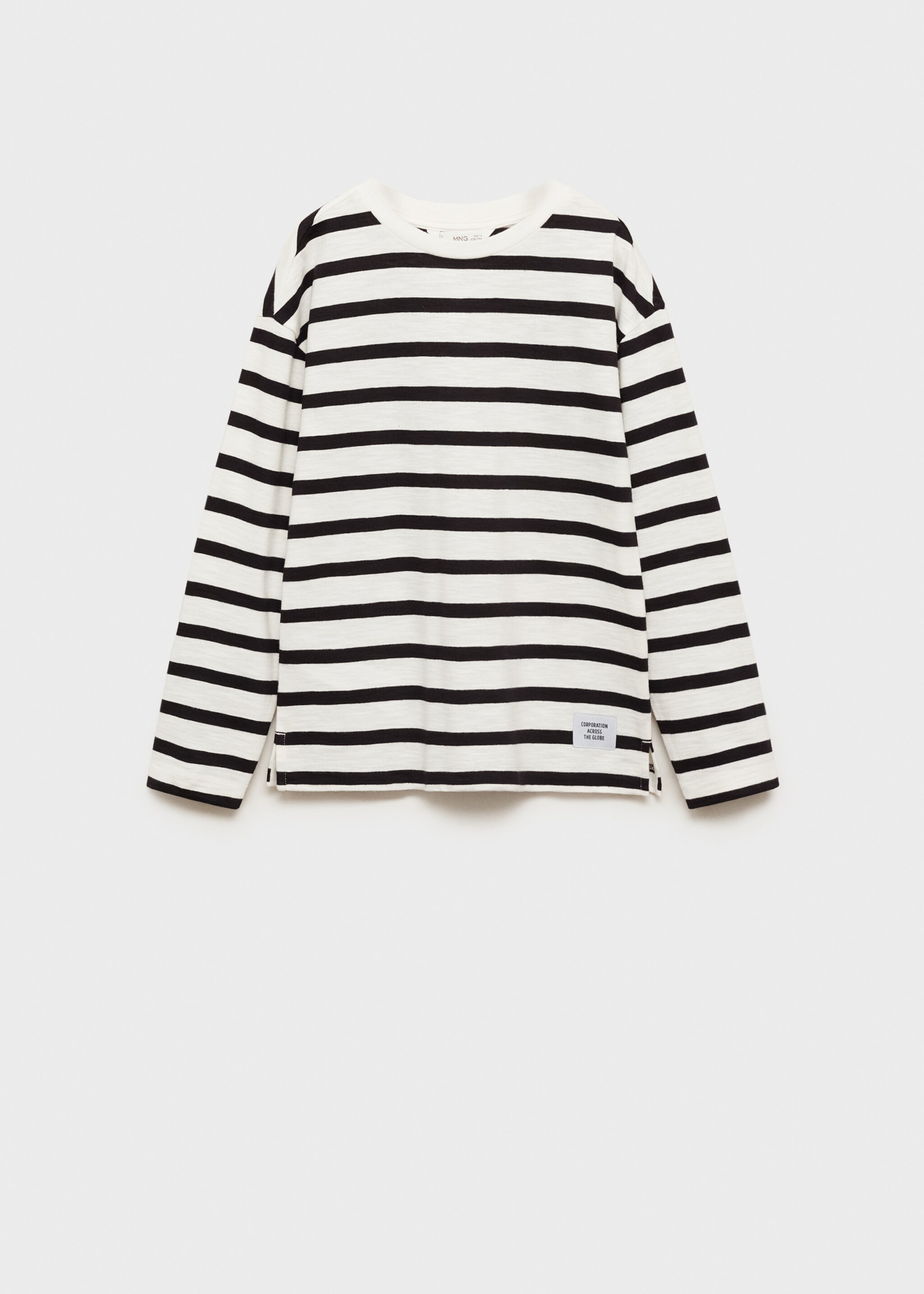 Striped long sleeves t-shirt - Article without model, Black. Ref: 87073275-00.
