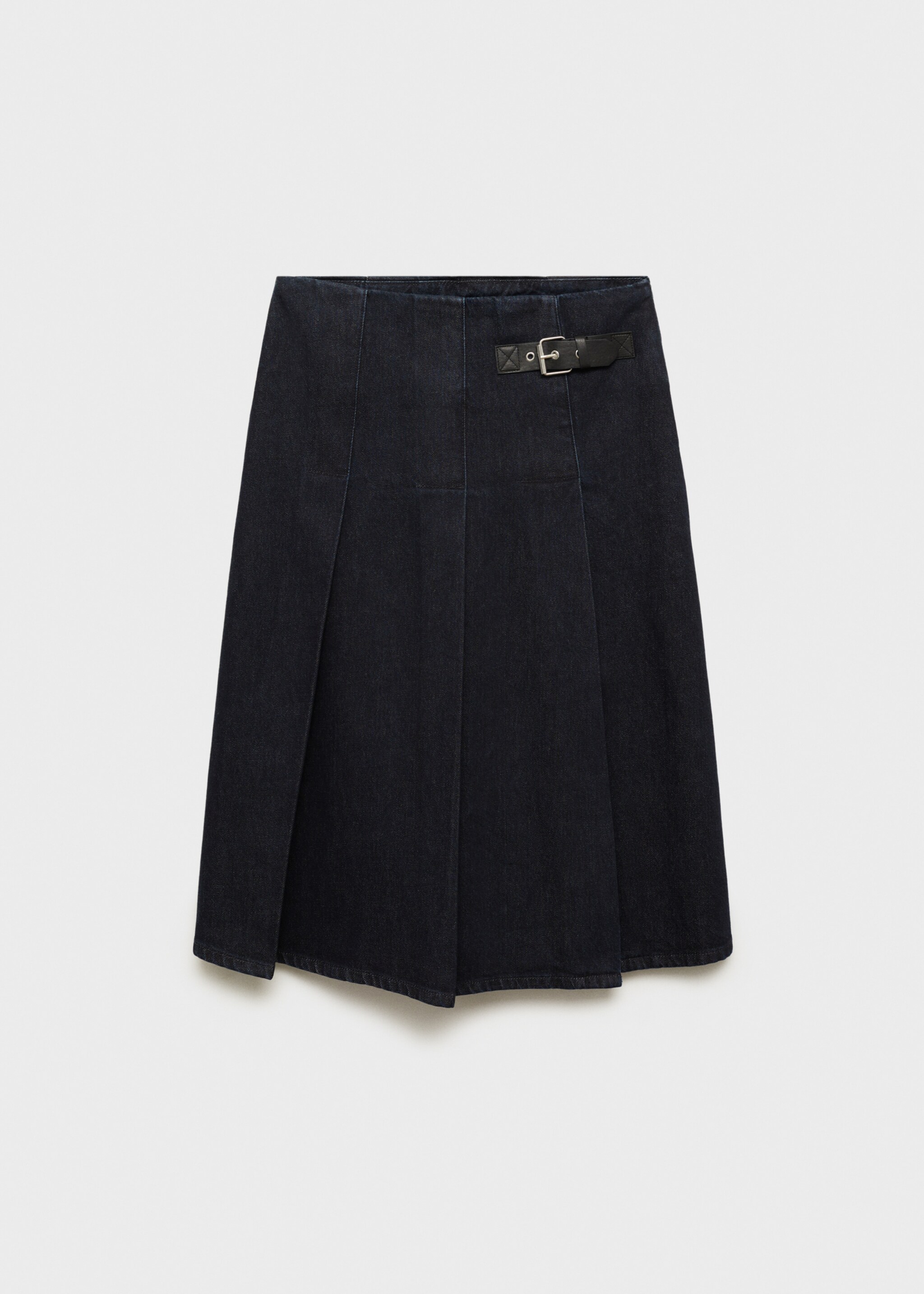 Rinse-wash midi-skirt with buckle - Article without model, Open Blue. Ref: 87073277-00.