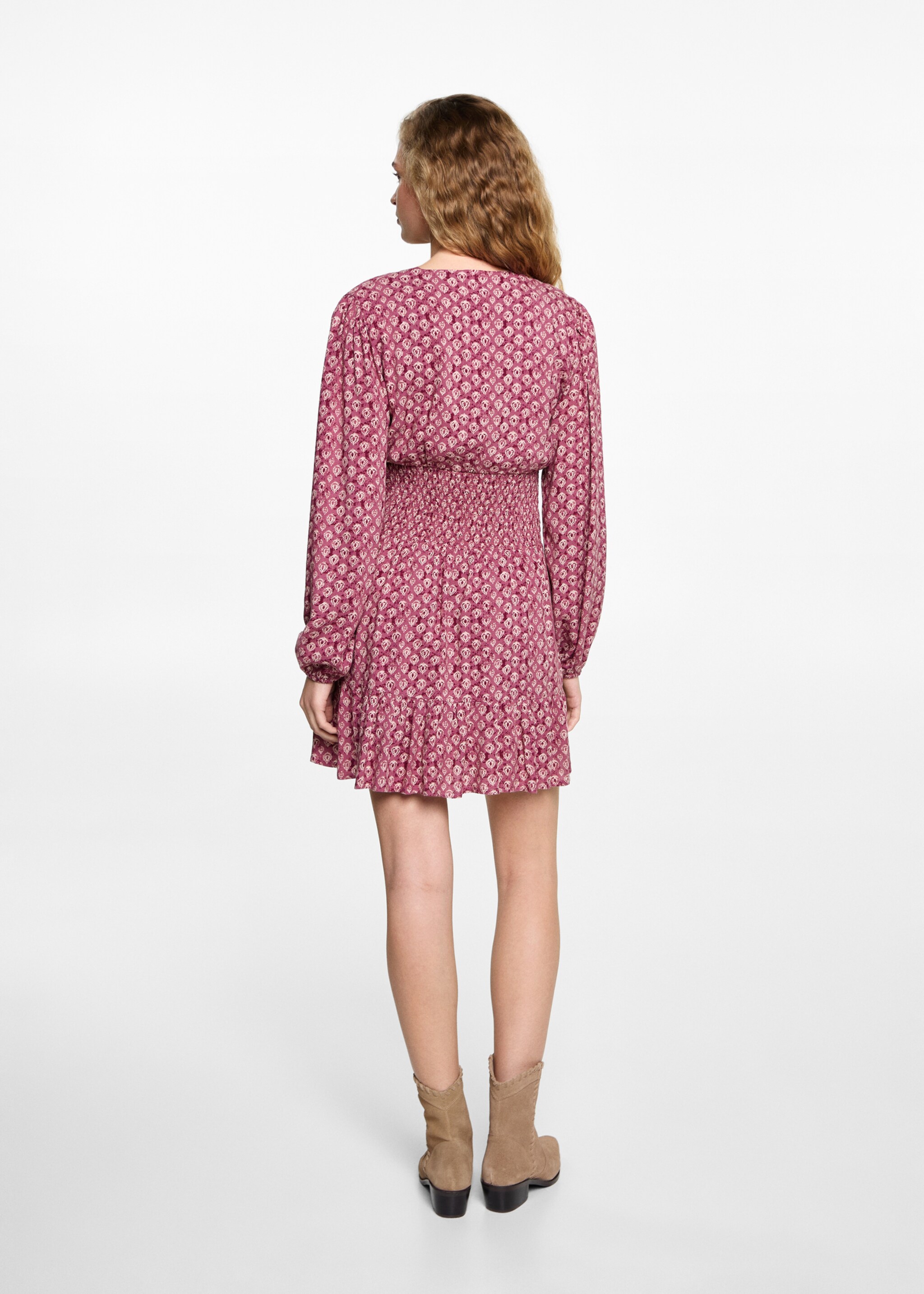 Printed short dress - Reverse of the article, Maroon. Ref: 87073278-00.