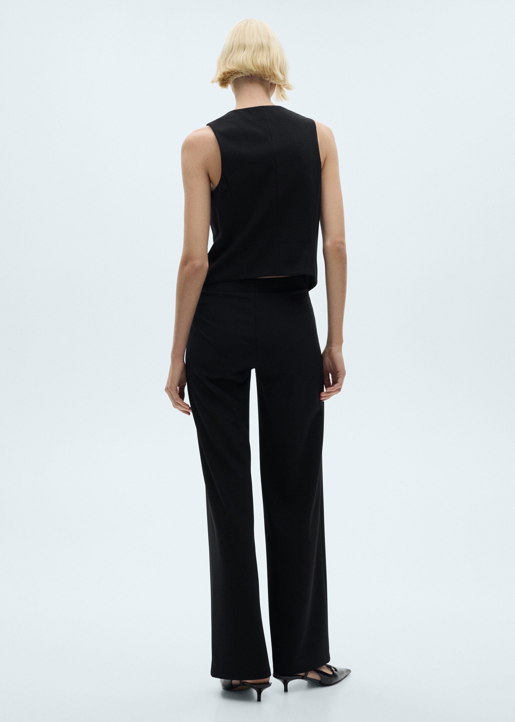 Straight knitted trousers - Reverse of the article, Black. Ref: 87073279-00.