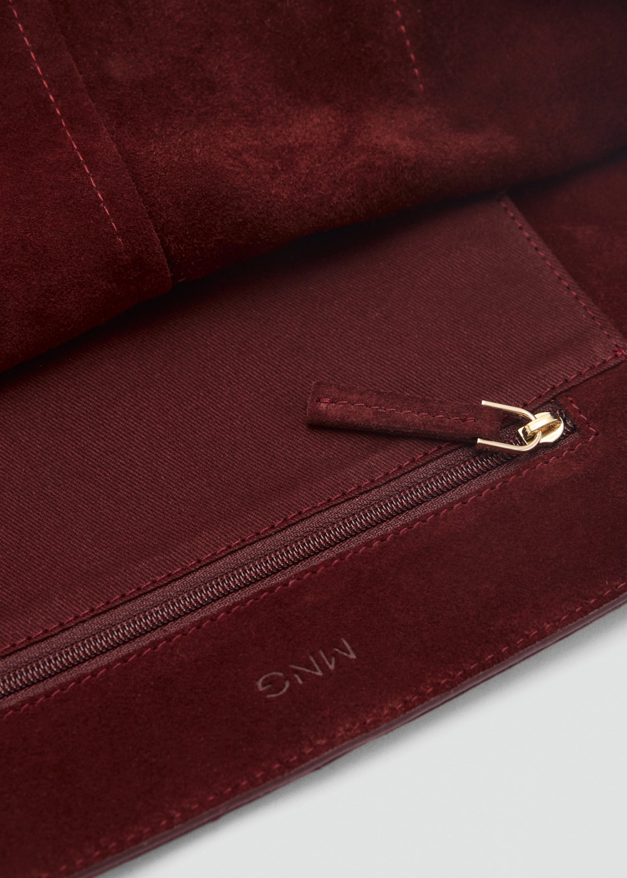 Suede shopper bag - Details of the article 3, Burgundy. Ref: 87073281-00.