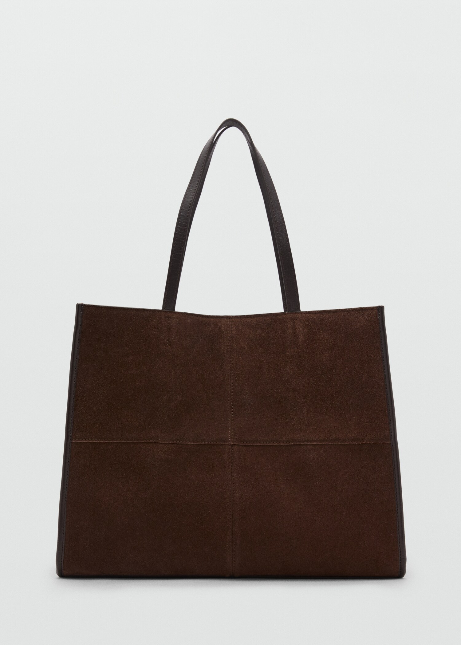 Leather shopper bag with stitching - Article without model