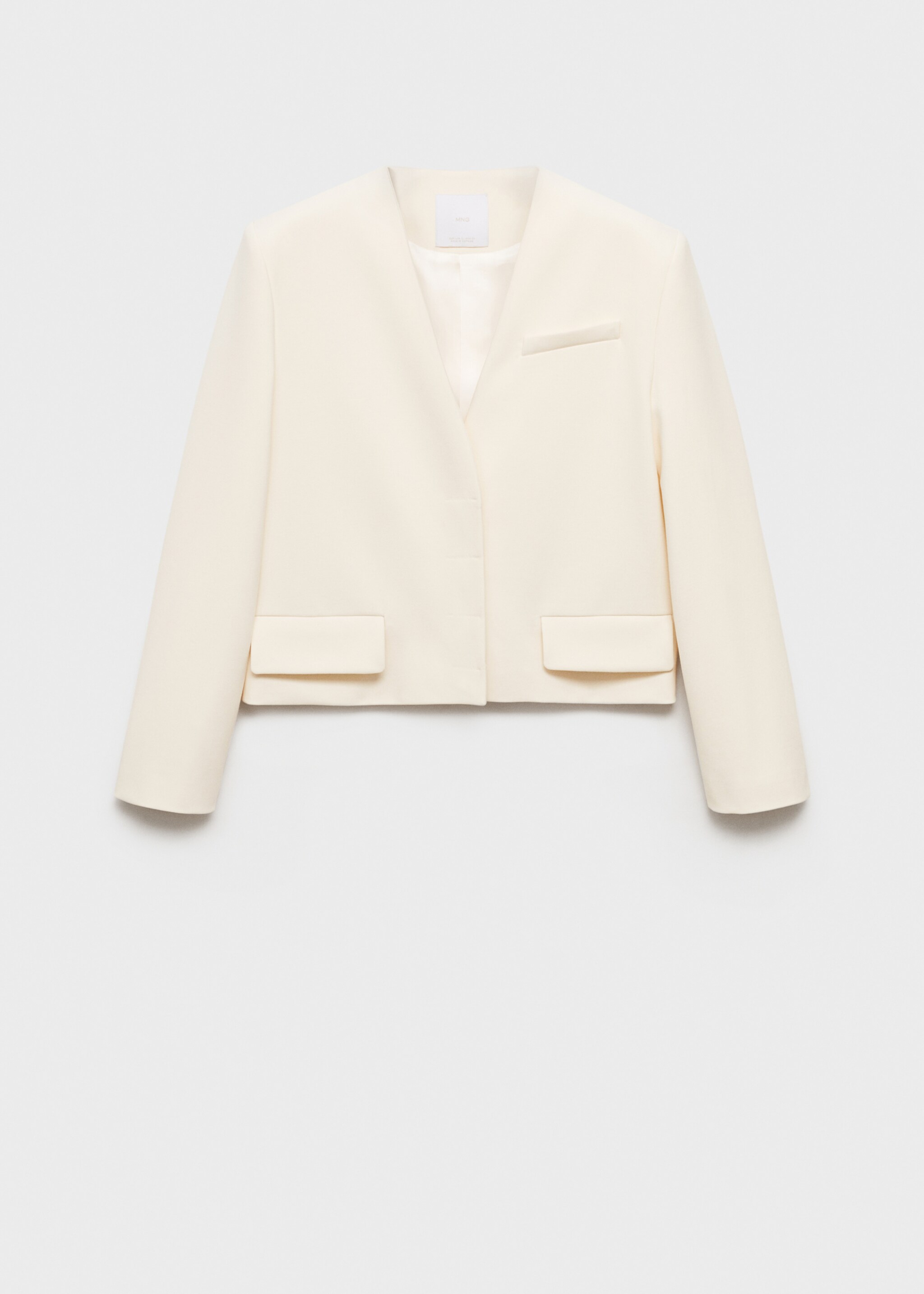 Structured cropped jacket - Article without model, Off White. Ref: 87073287-00.