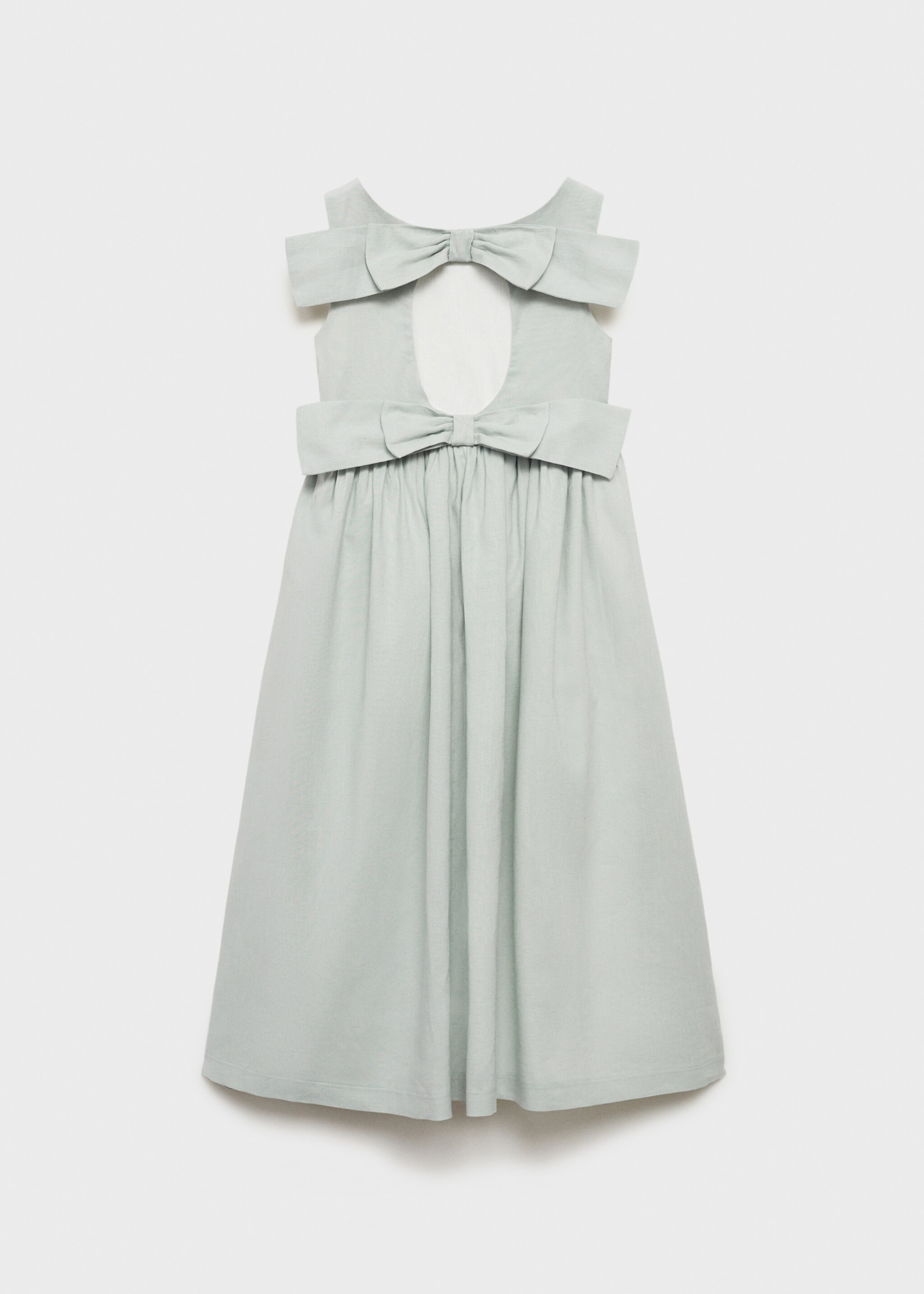 Linnen jurk met strikken - Achterkant van het artikel, Blauw. Ref: 87073634-00.