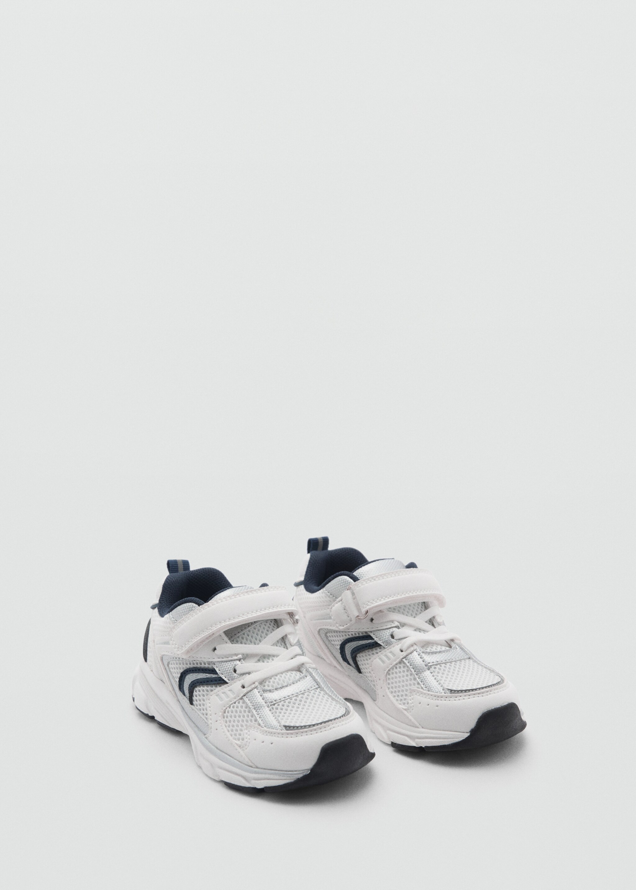 Kombinierte Sneakers mit Klettverschluss - Mittlere Ansicht, Weiß. Ref: 87073639-00.