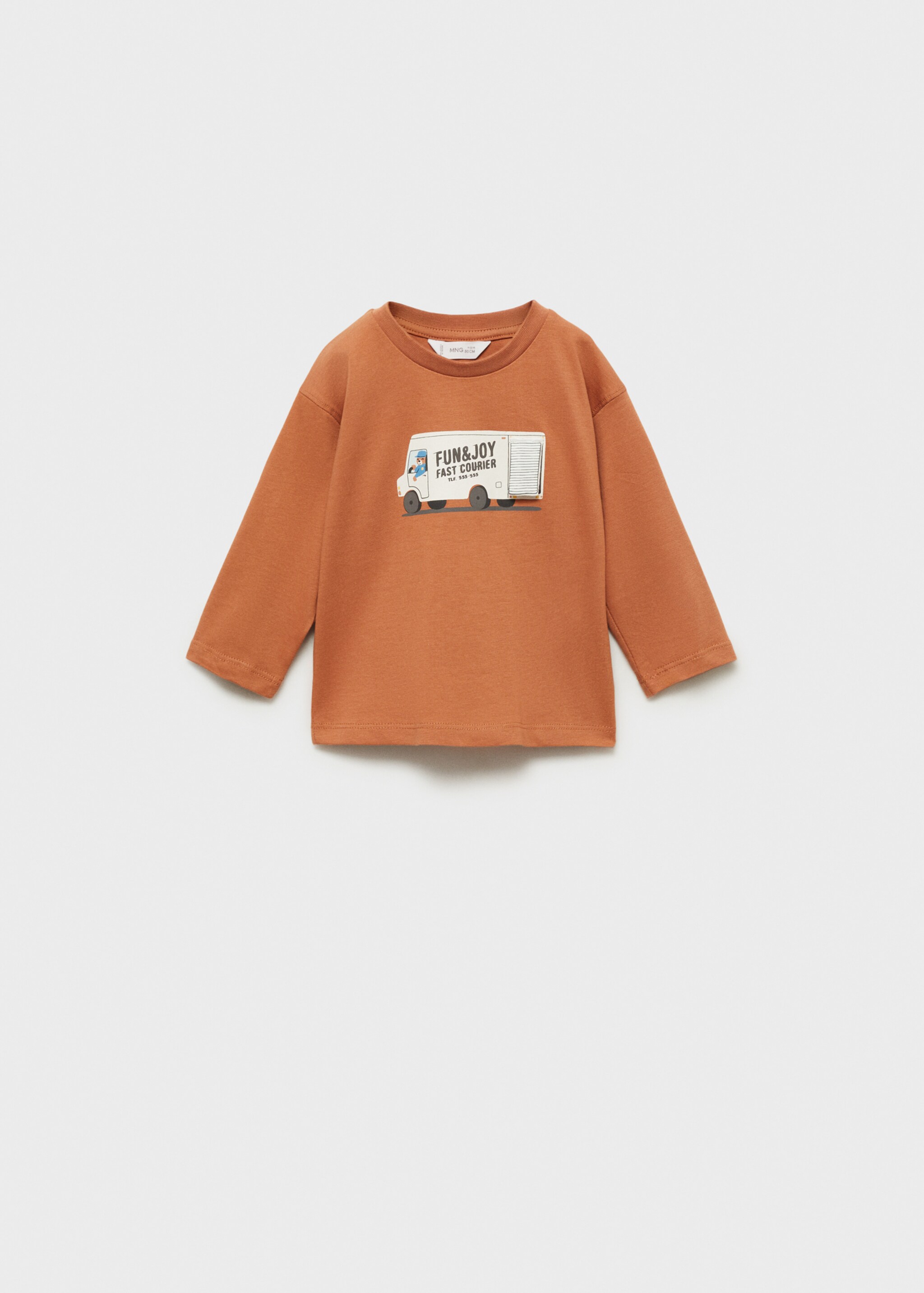 T-shirt with print drawing - Article without model, Caramel. Ref: 87073641-00.