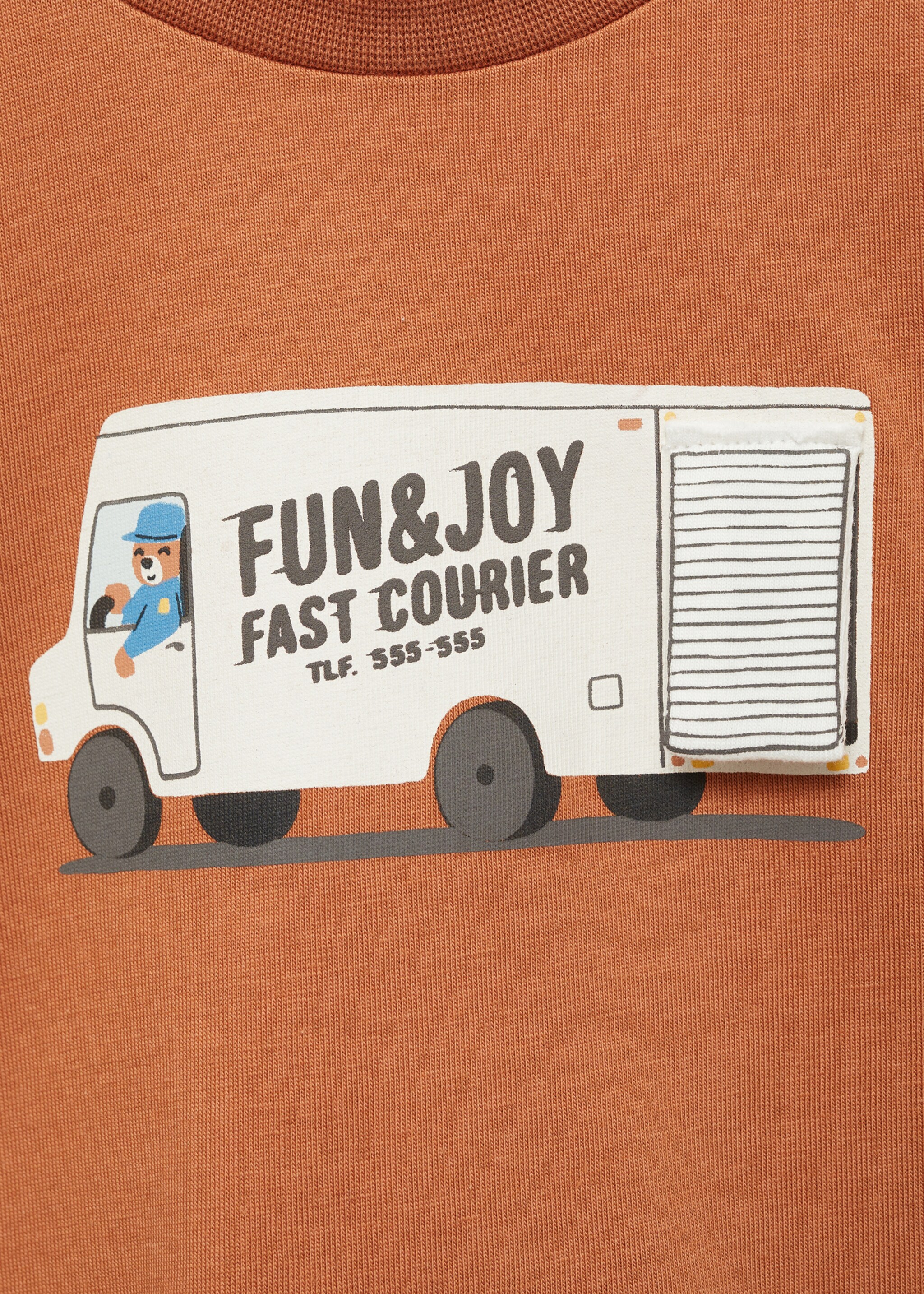 T-shirt with print drawing - Details of the article 8, Caramel. Ref: 87073641-00.