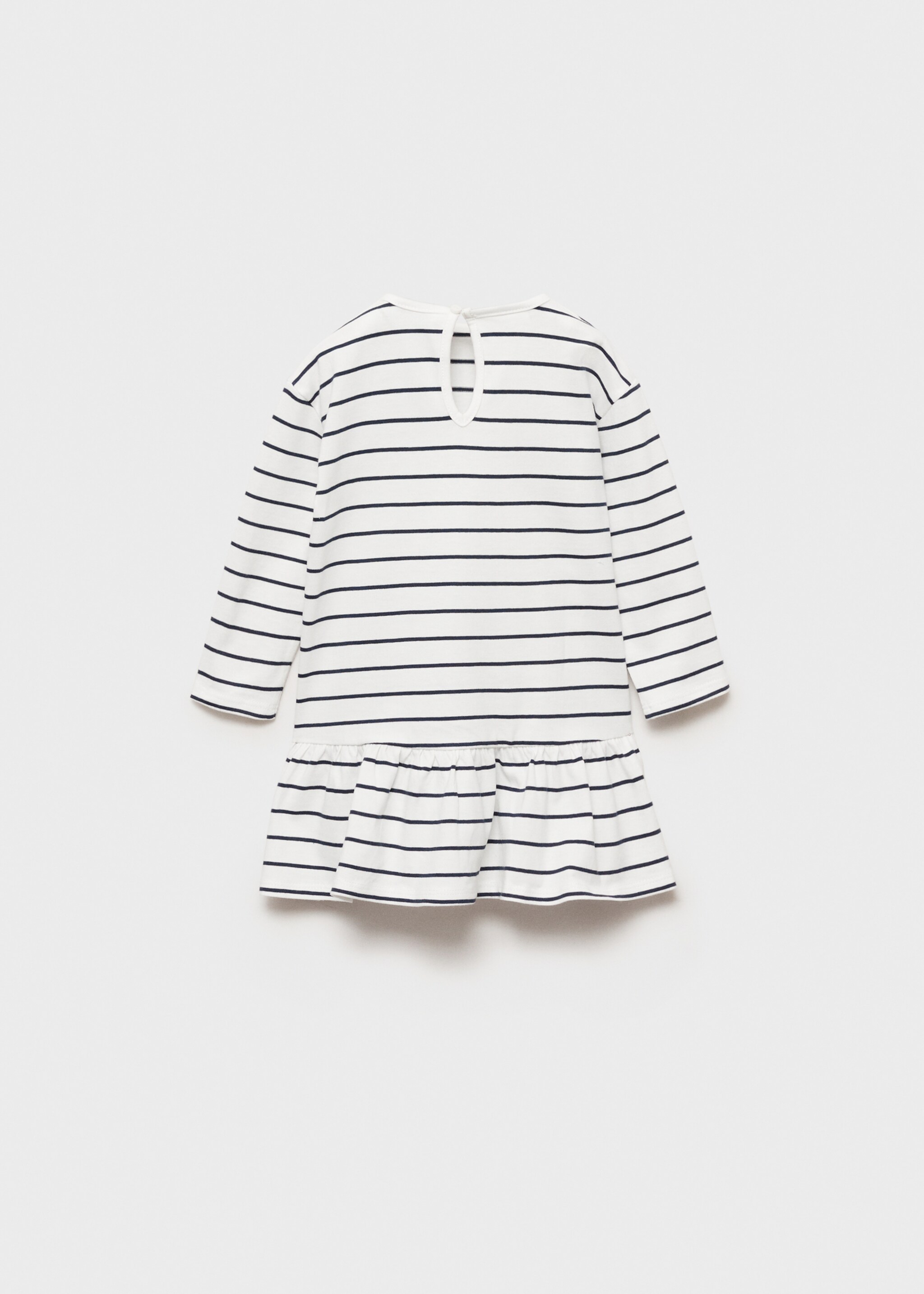 Bawełniana sukienka w pasy - Tylna strona artykułu, Złamana biel. Ref: 87073646-00.