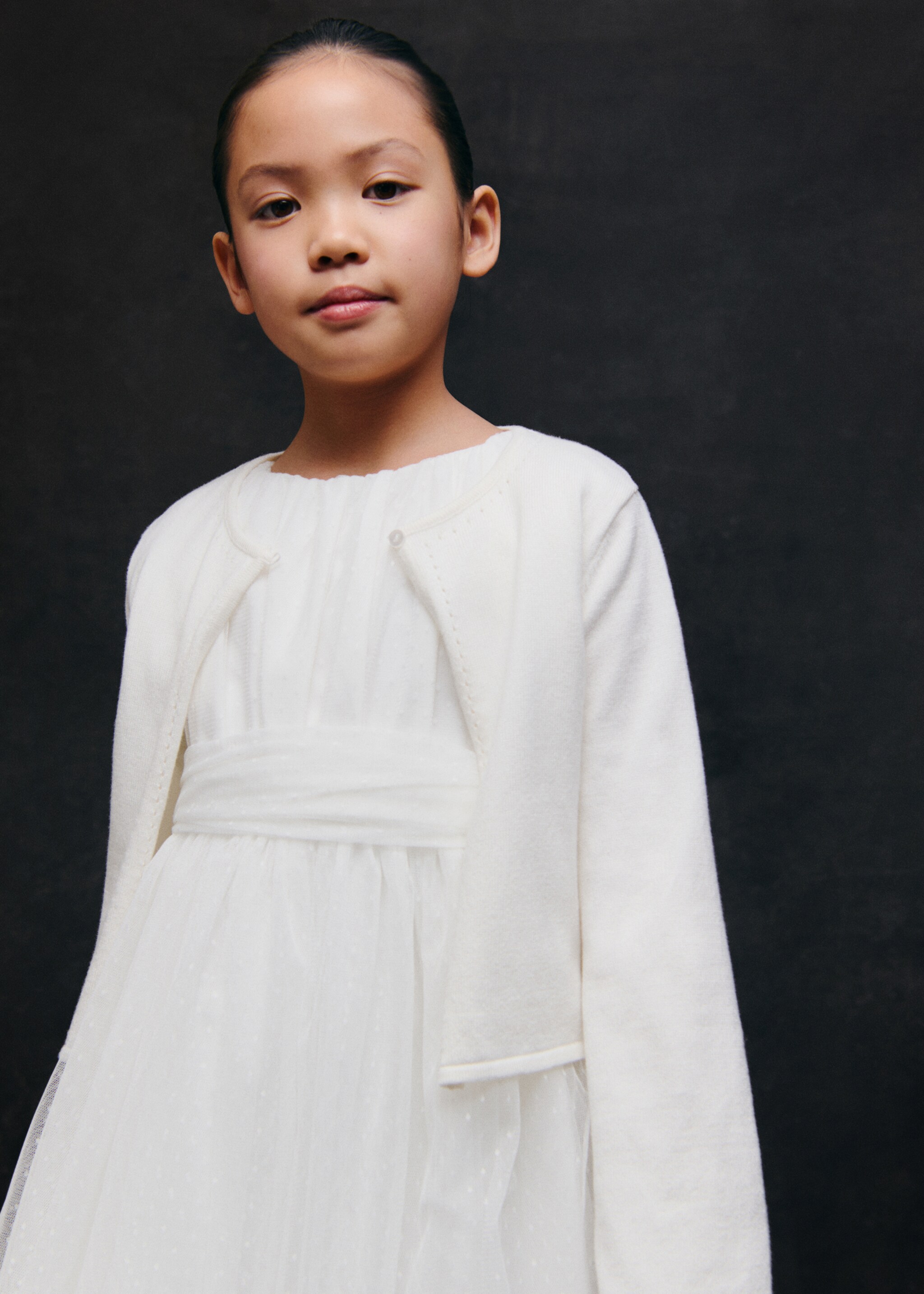 Fine-knit cotton cardigan - Details of the article 5, Off White. Ref: 87073647-00.