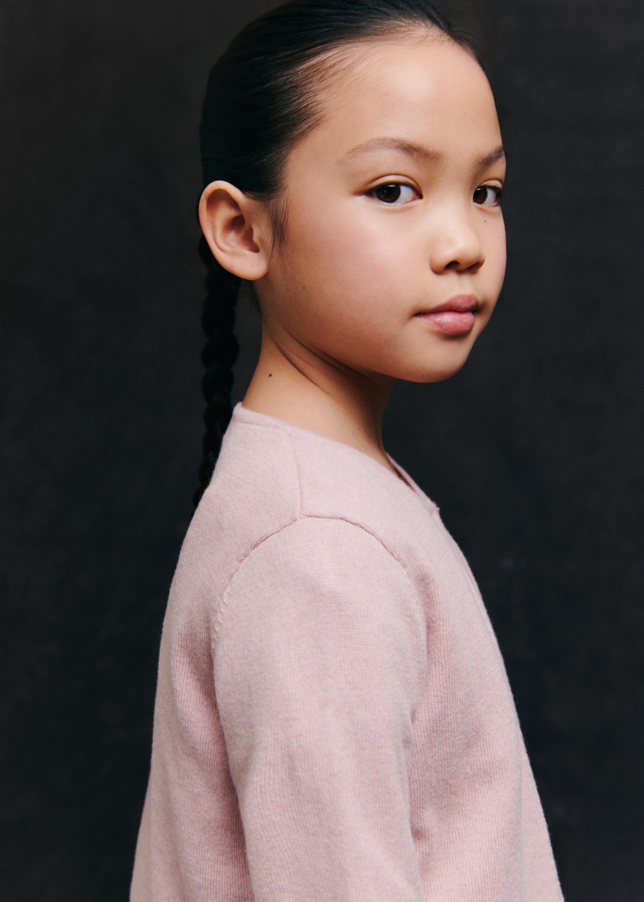 Fine-knit cotton cardigan - Details of the article 5, Pale Pink. Ref: 87073647-00.