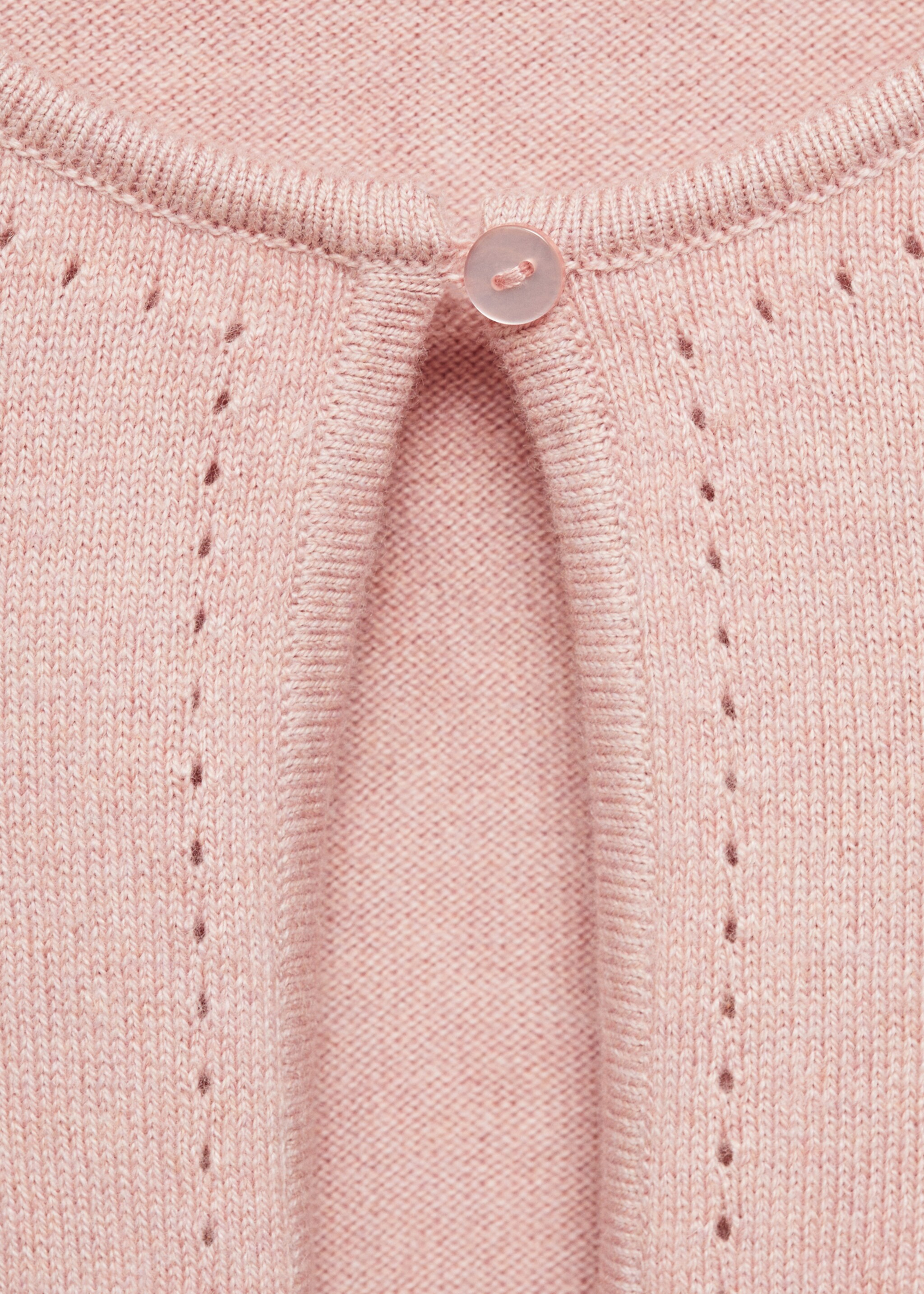 Fine-knit cotton cardigan - Details of the article 8, Pale Pink. Ref: 87073647-00.