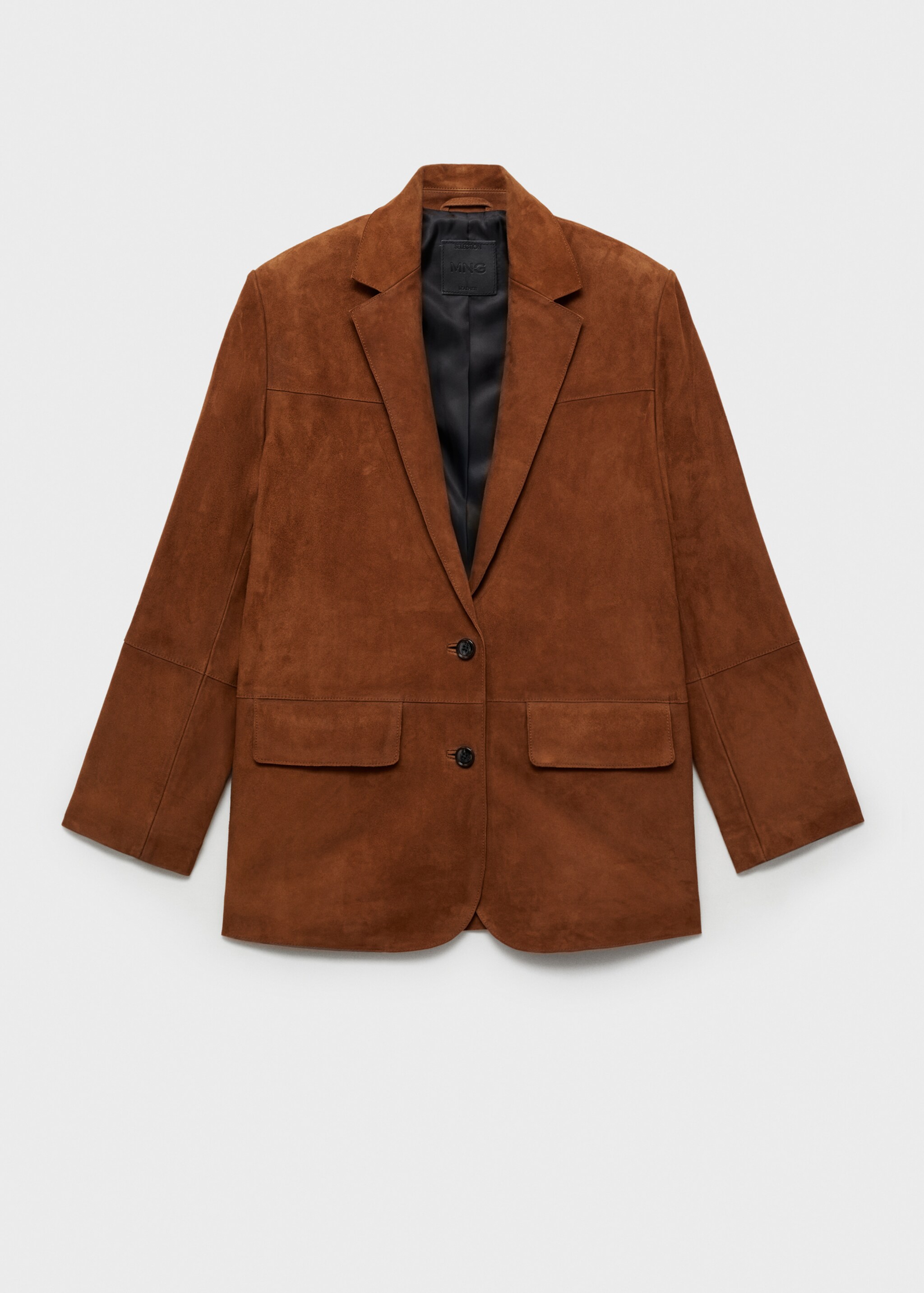 Straight suede jacket - Article without model, Tobacco Brown. Ref: 87073653-00.