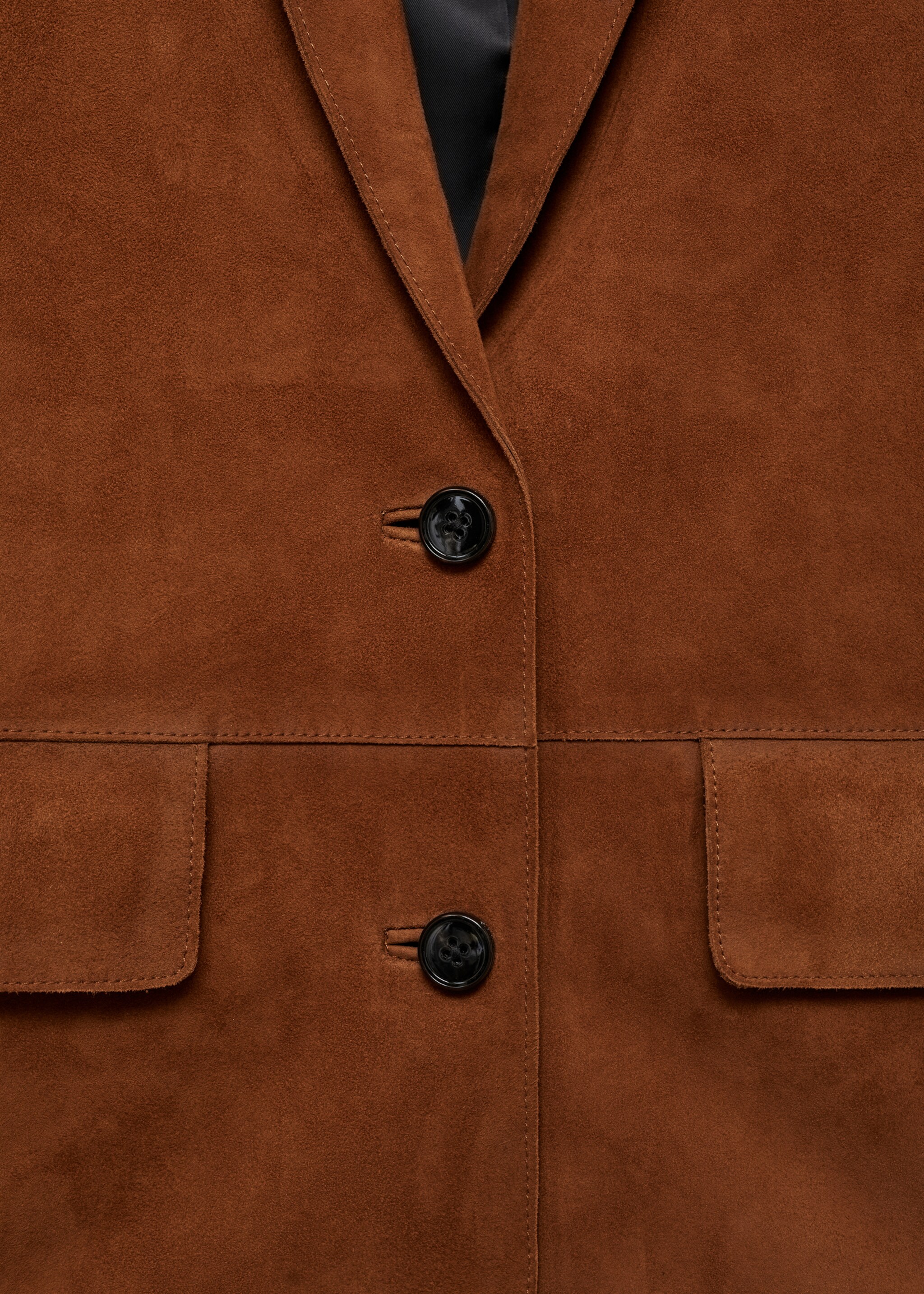 Straight suede jacket - Details of the article 8, Tobacco Brown. Ref: 87073653-00.