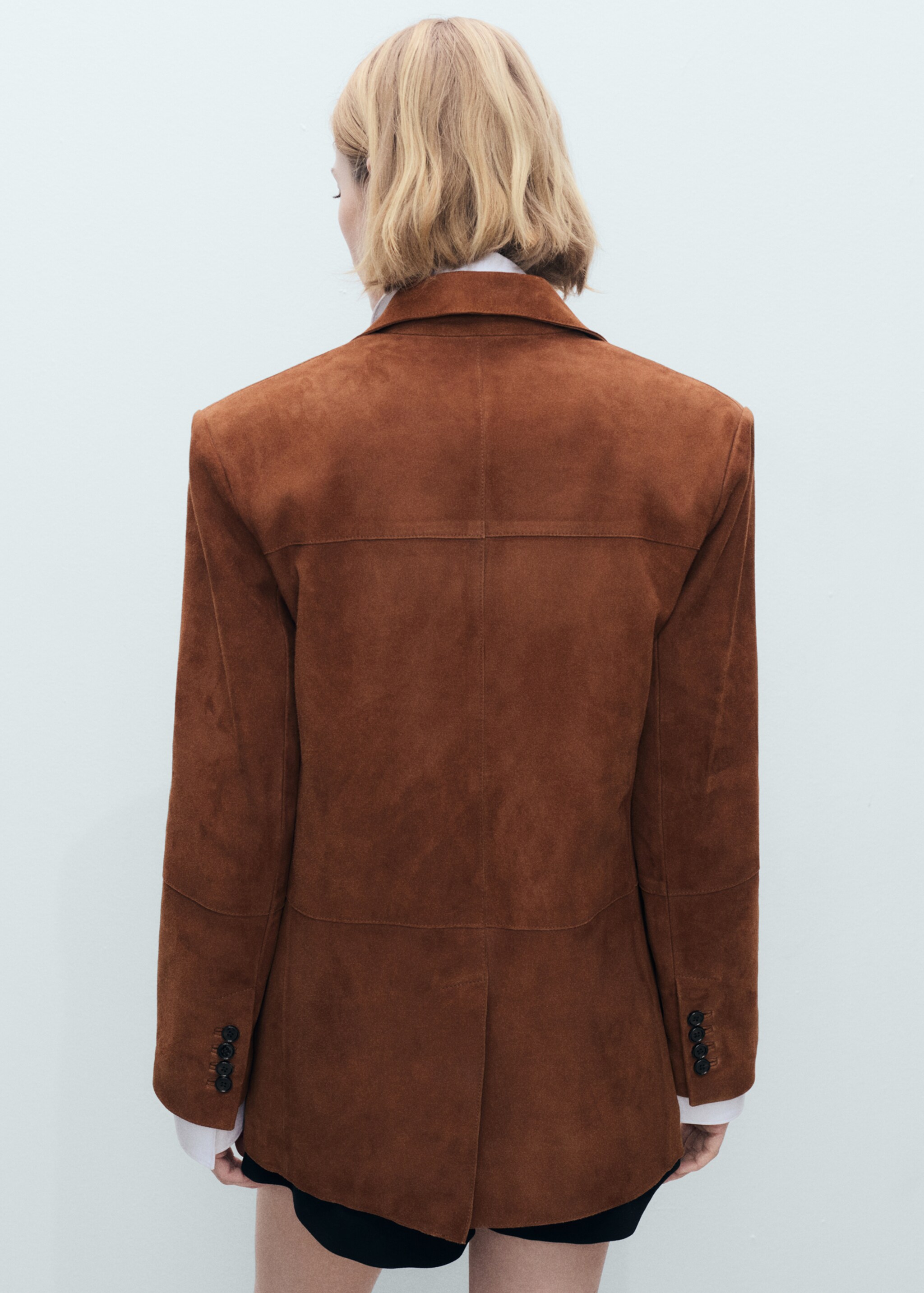 Straight suede jacket - Reverse of the article, Tobacco Brown. Ref: 87073653-00.