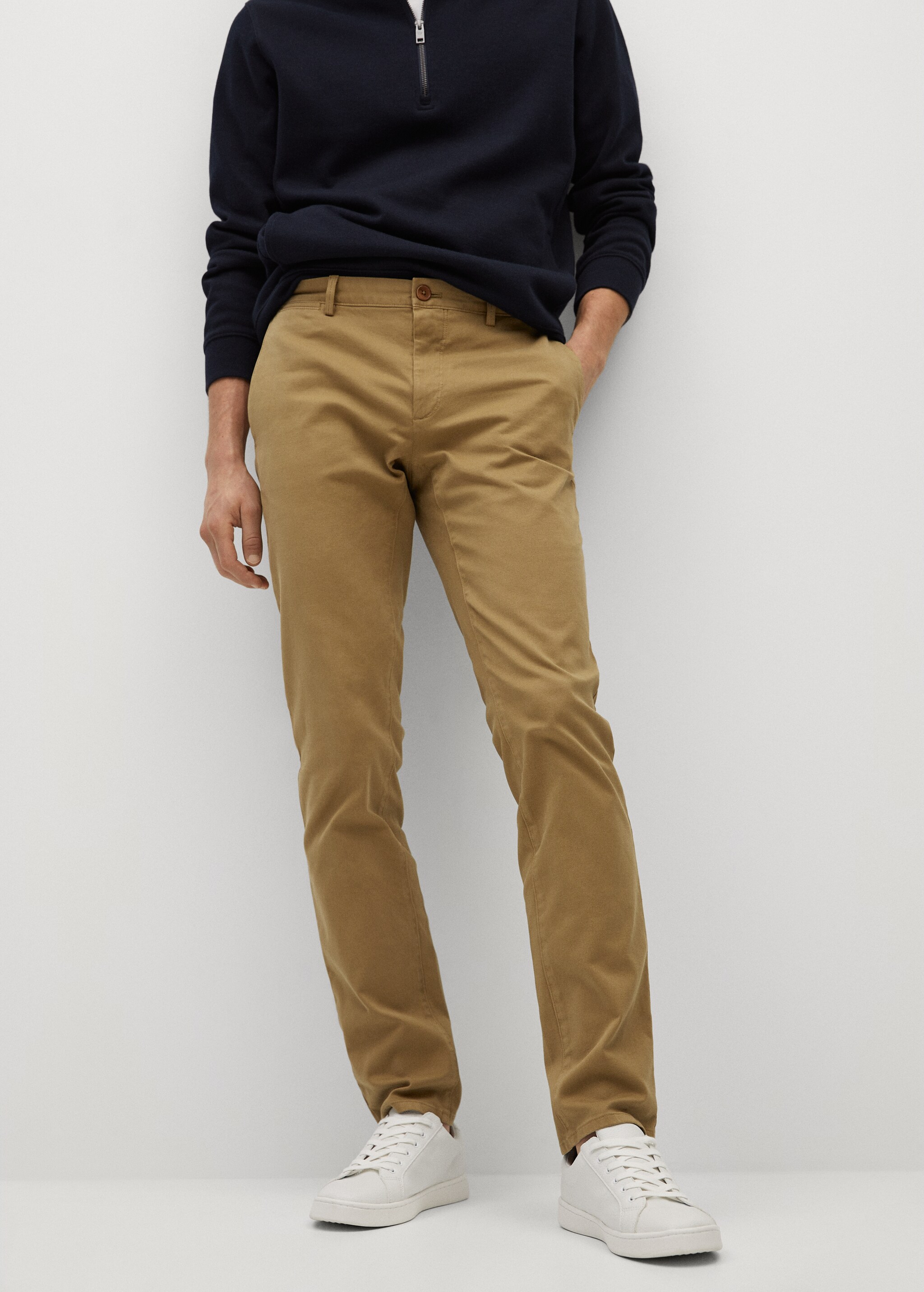 Keprové kalhoty chino slim fit - Náhled ve středové rovině
