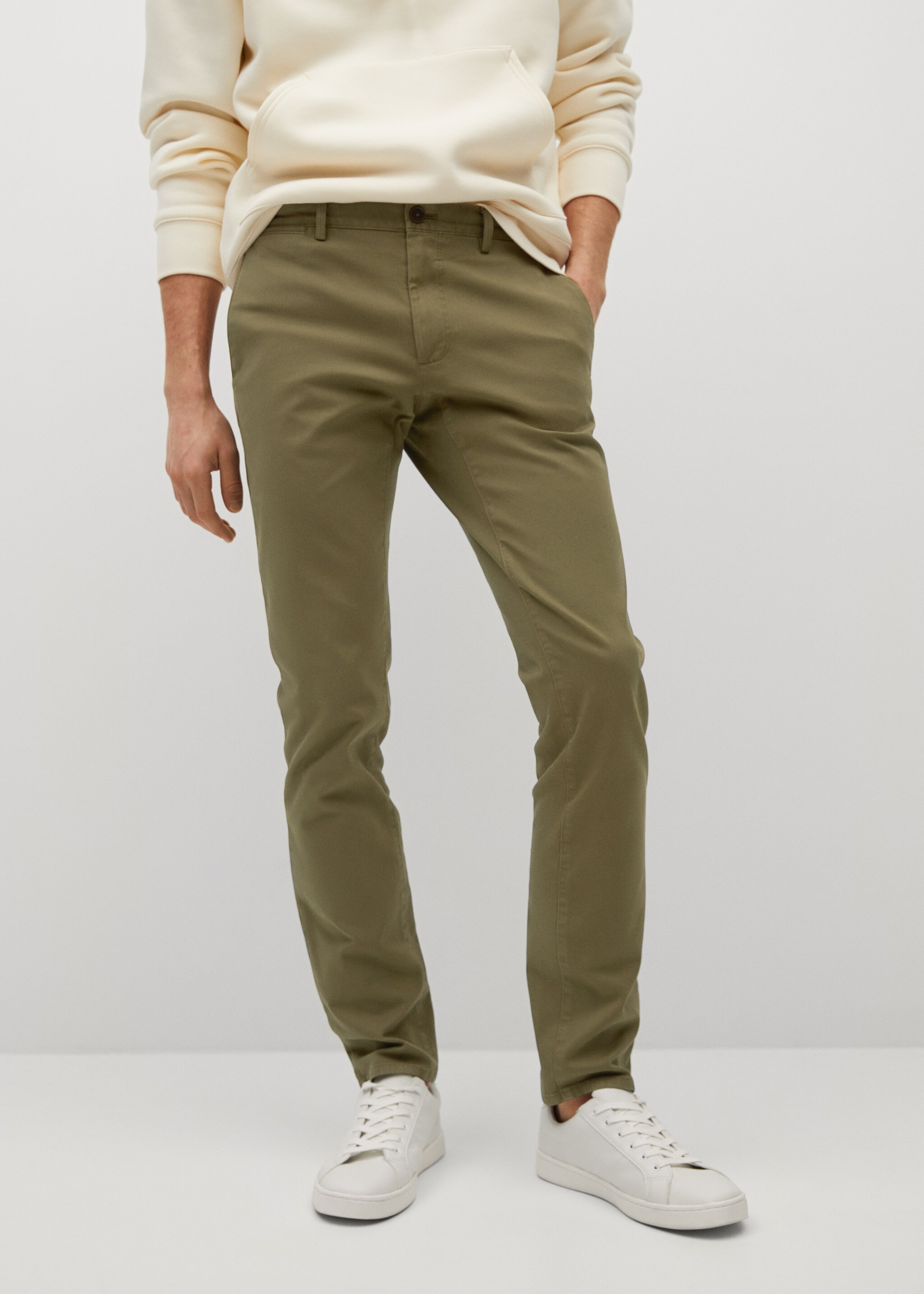 Keprové kalhoty chino slim fit - Náhled ve středové rovině