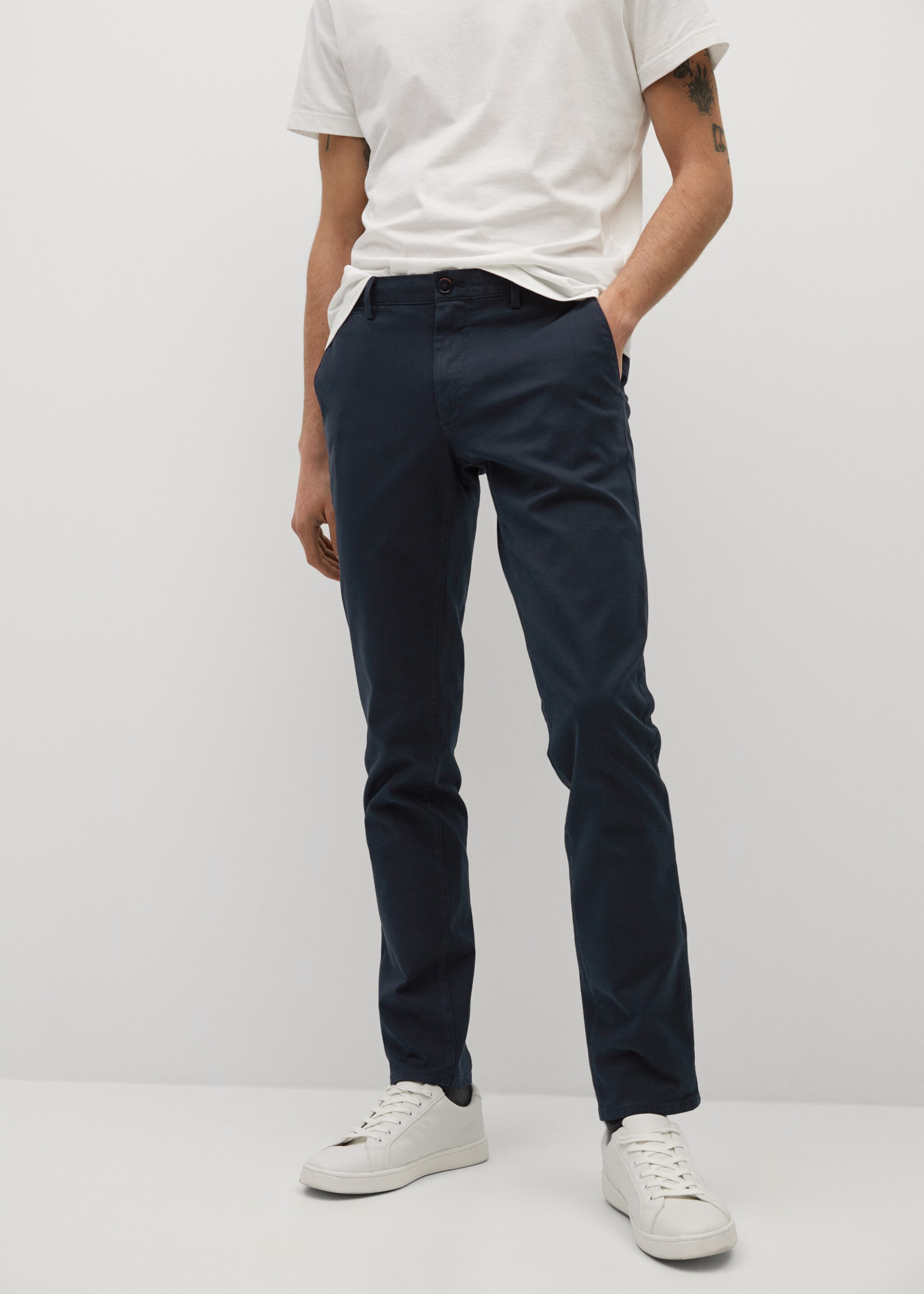 Keprové kalhoty chino slim fit - Náhled ve středové rovině