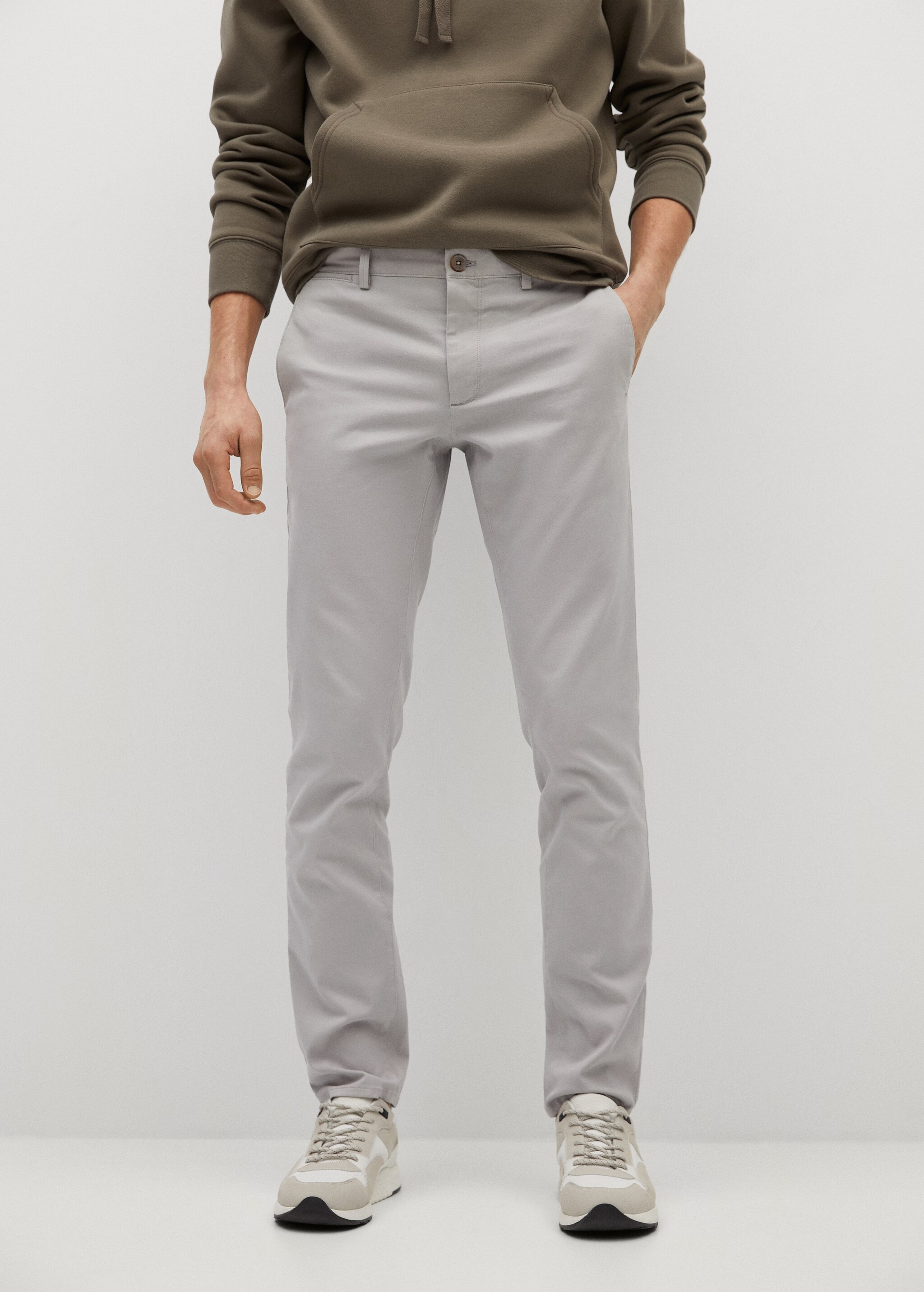 Keprové kalhoty chino slim fit - Náhled ve středové rovině