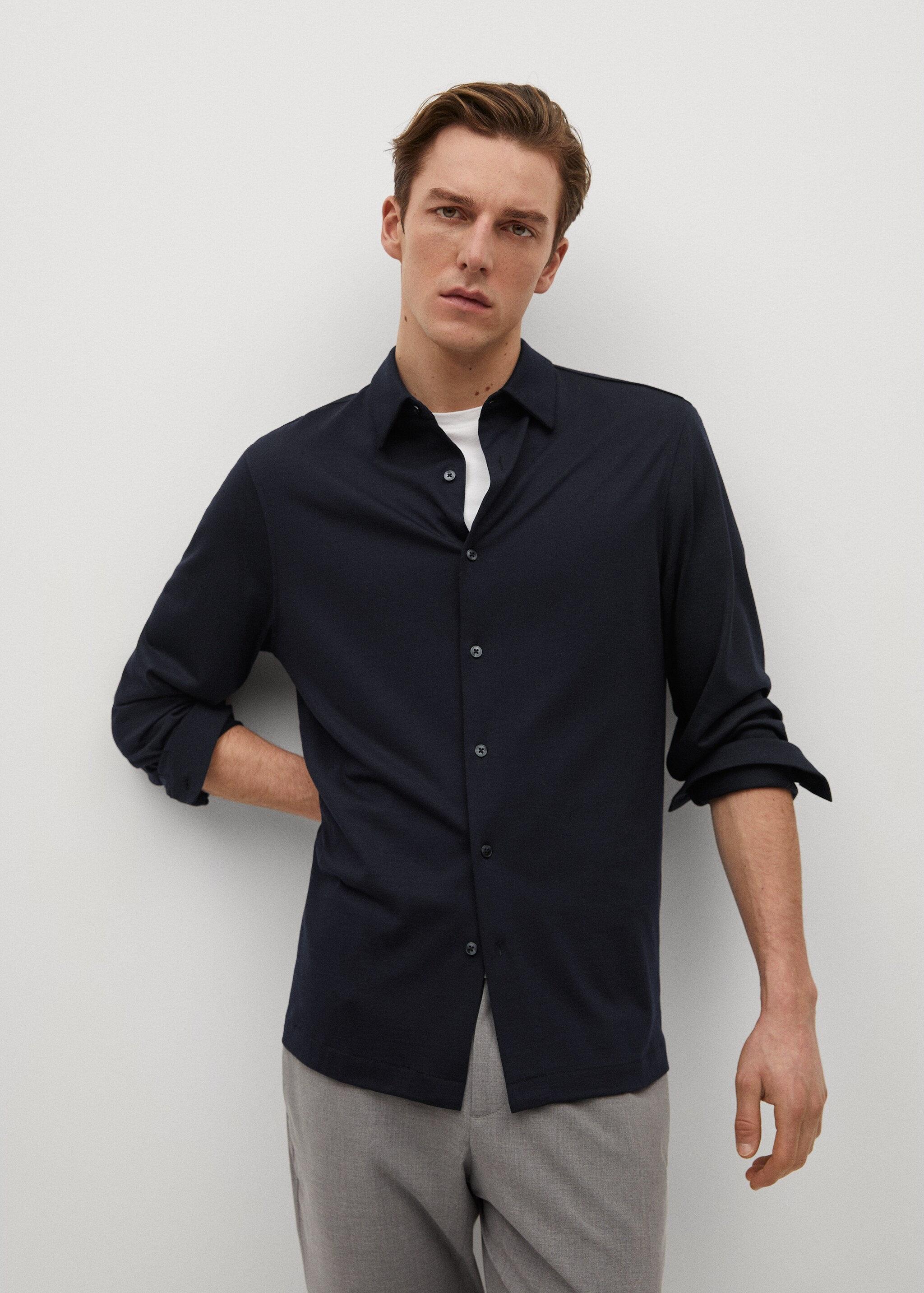 Camisa regular fit lana empacable - Plano medio
