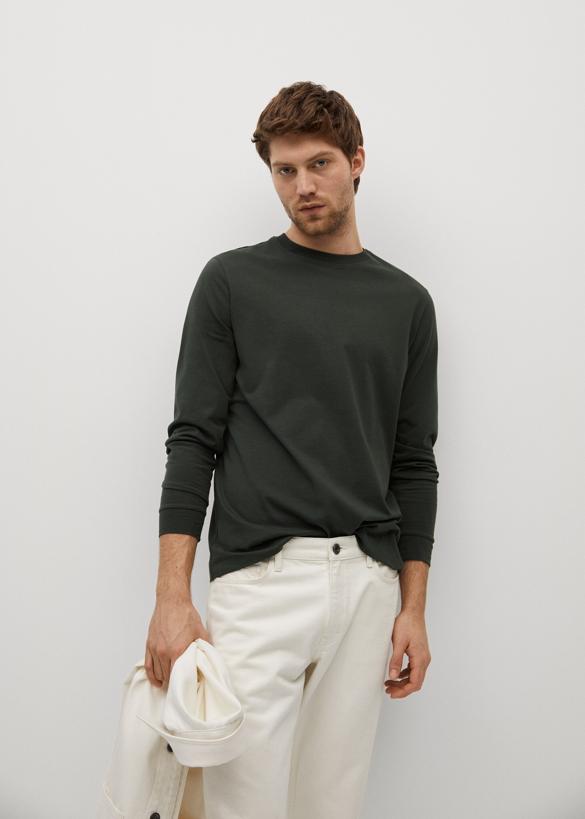 Long sleeve cotton t-shirt - Medium plane