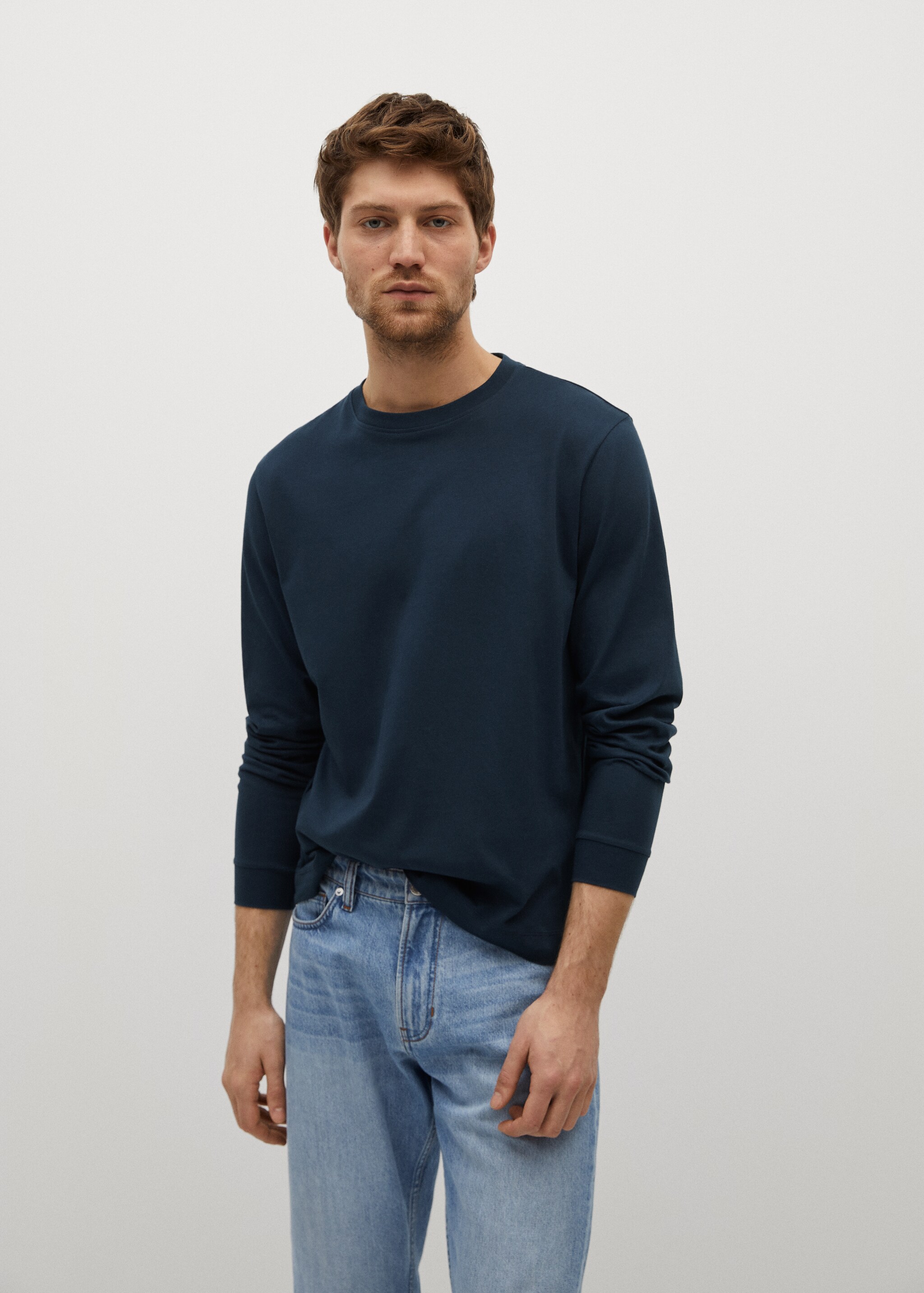 Long sleeve cotton t-shirt - Medium plane