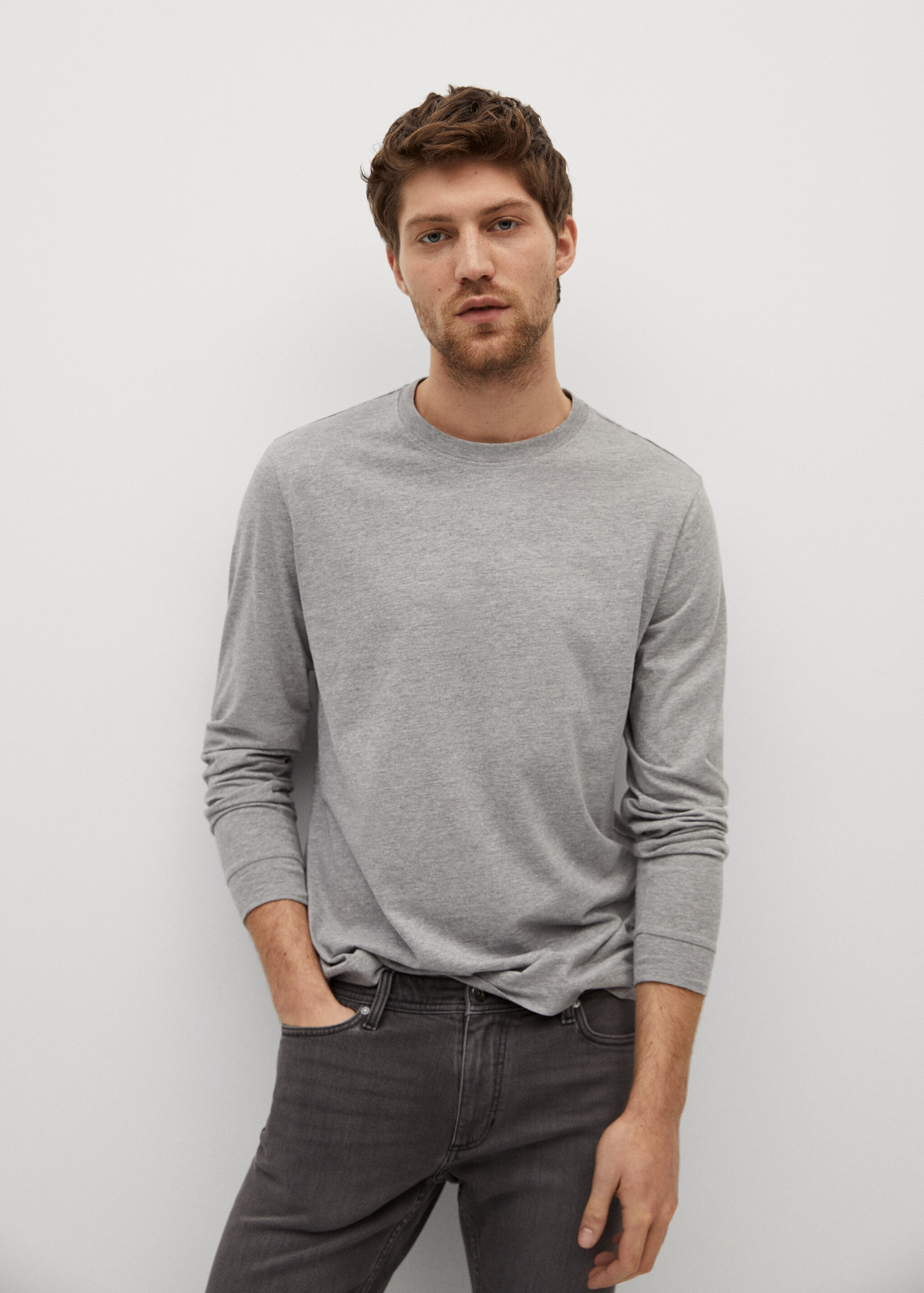 Long sleeve cotton t-shirt - Medium plane