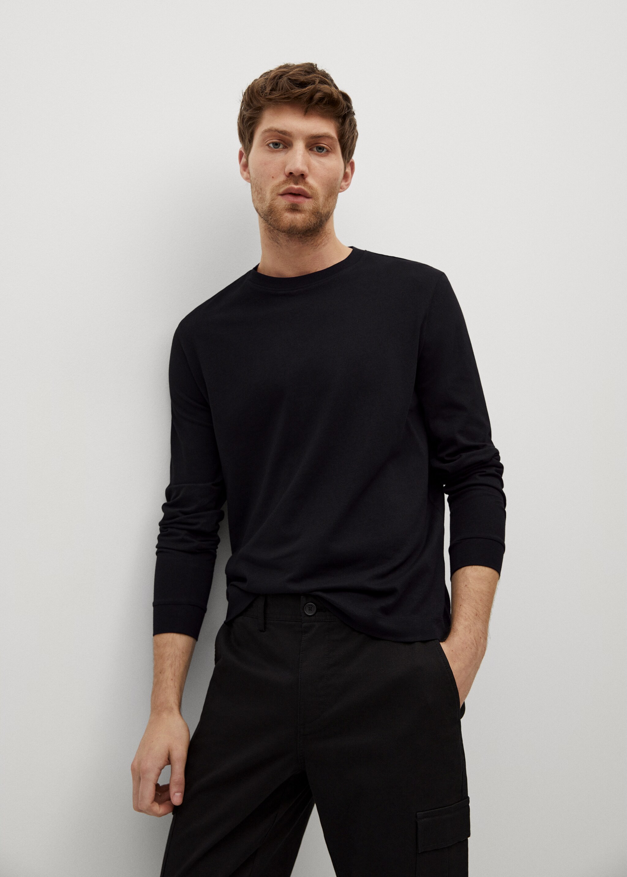 Long sleeve cotton t-shirt - Medium plane