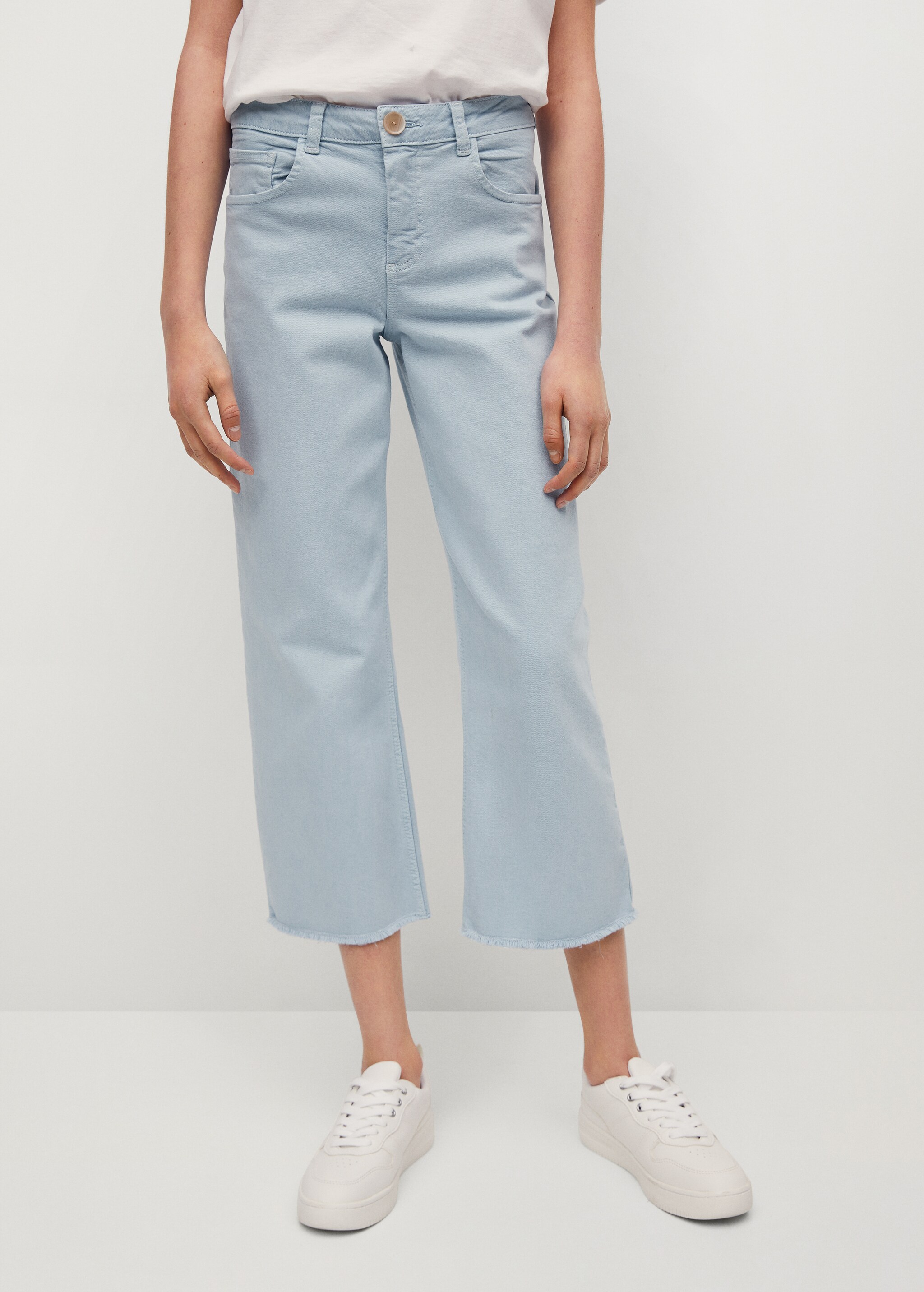 Culotte-Jeans in Cropped-Länge mit ausgefranstem Saum - Mittlere Ansicht
