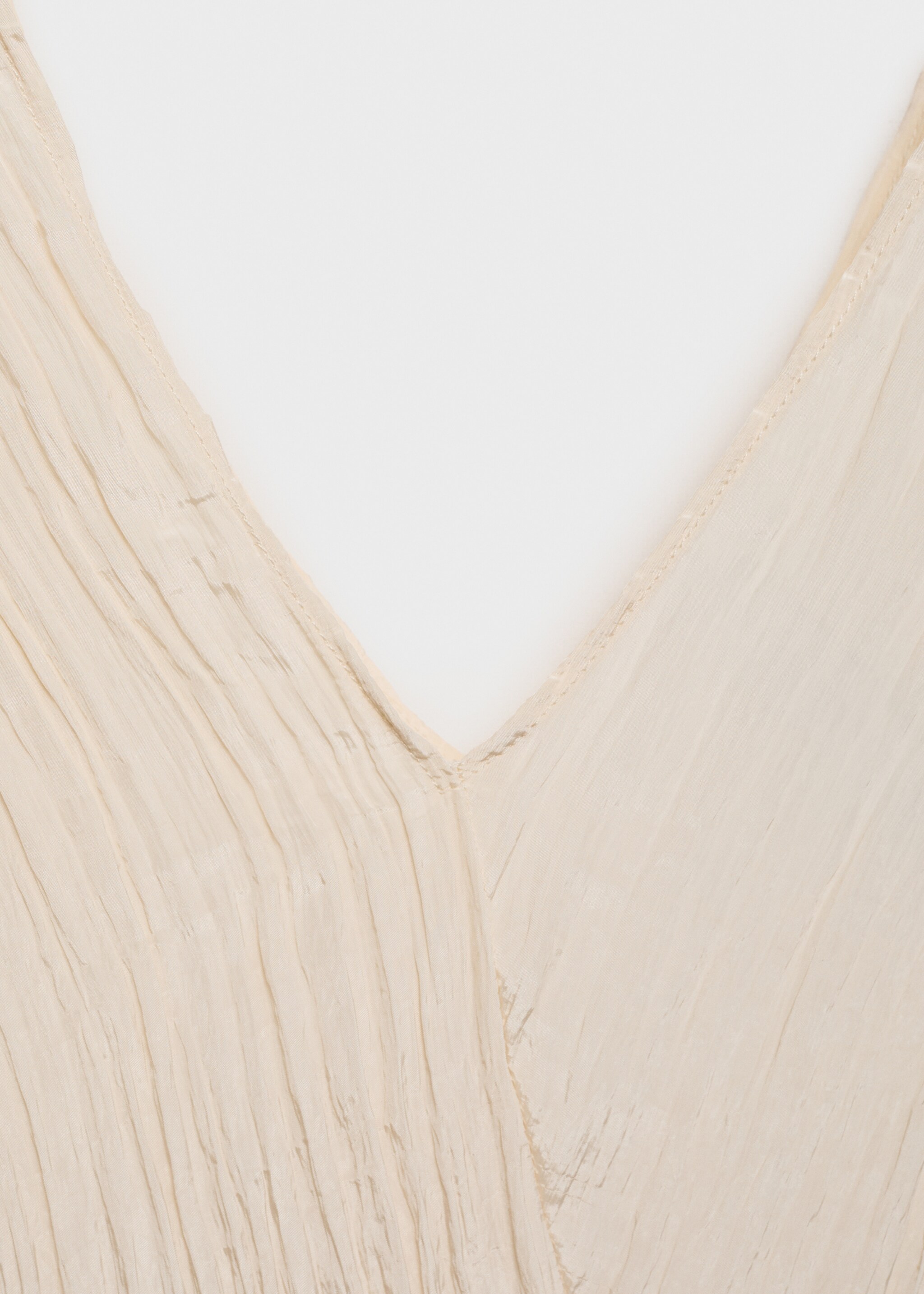 Wrinkled effect V-neck top - Details of the article 8, Vanilla. Ref: 87074064-00.