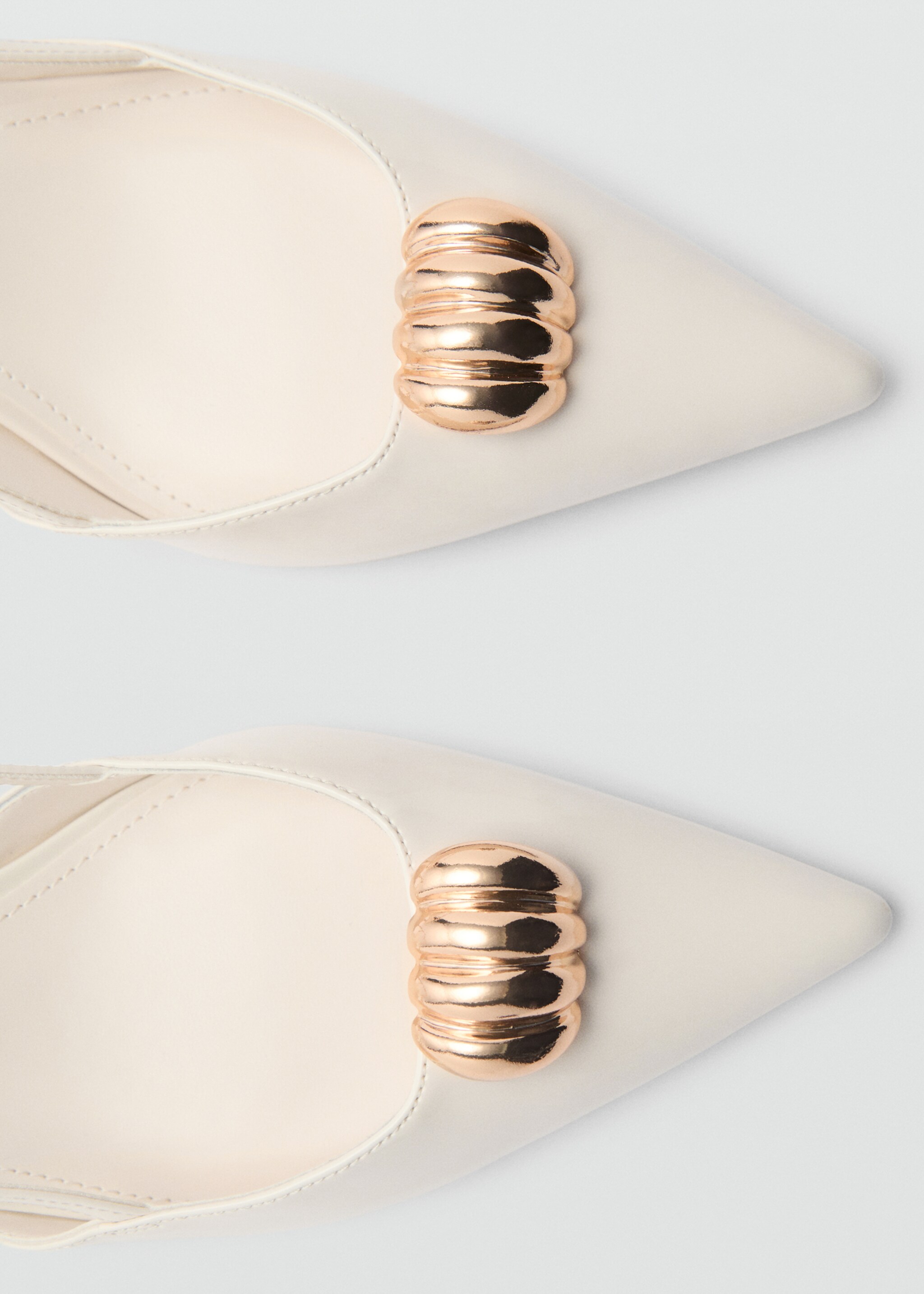 High-heeled shoes with metallic detail - Details of the article 1, White. Ref: 87074068-00.