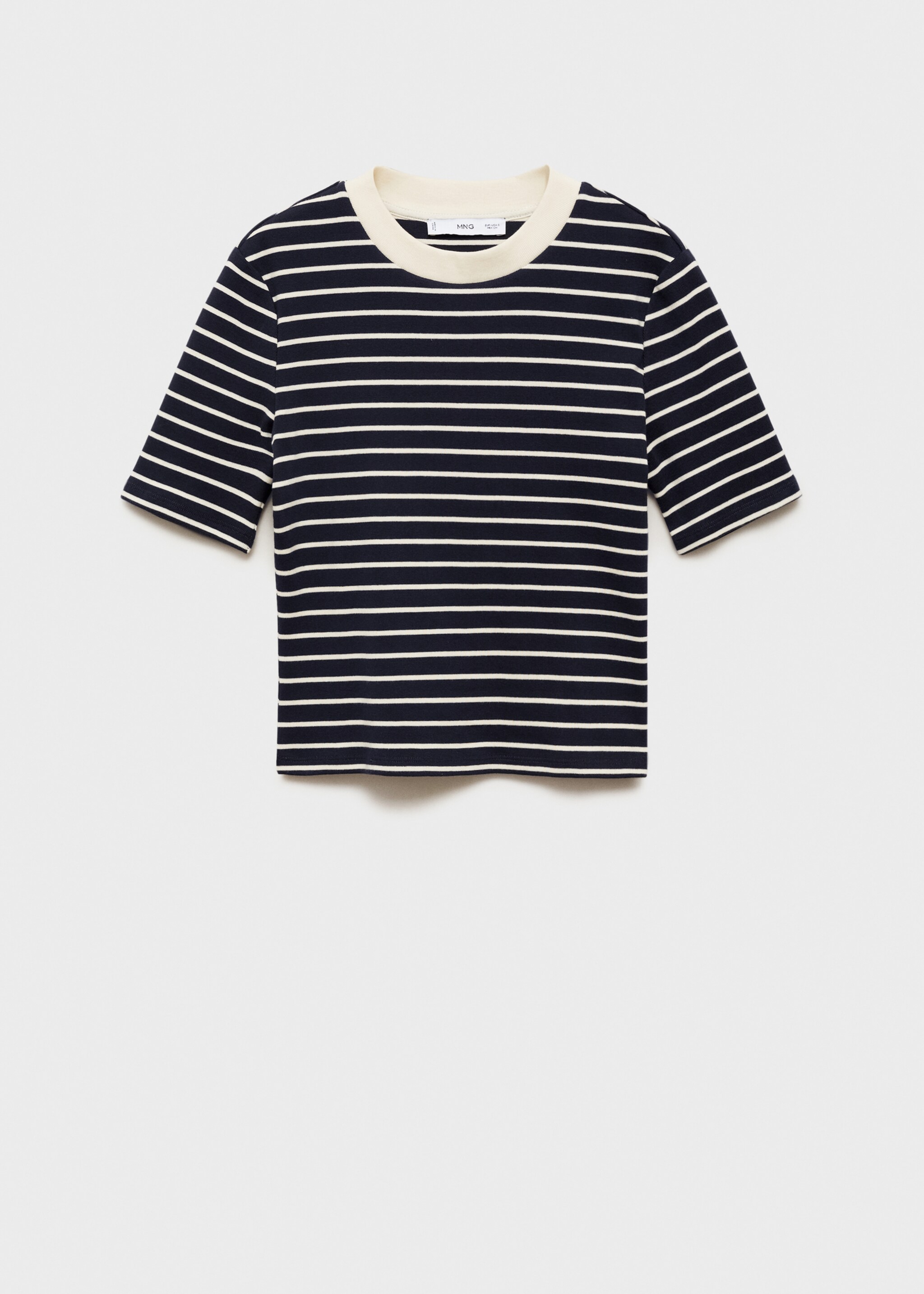 Striped cotton T-shirt - Article without model, Dark Navy. Ref: 87074077-00.