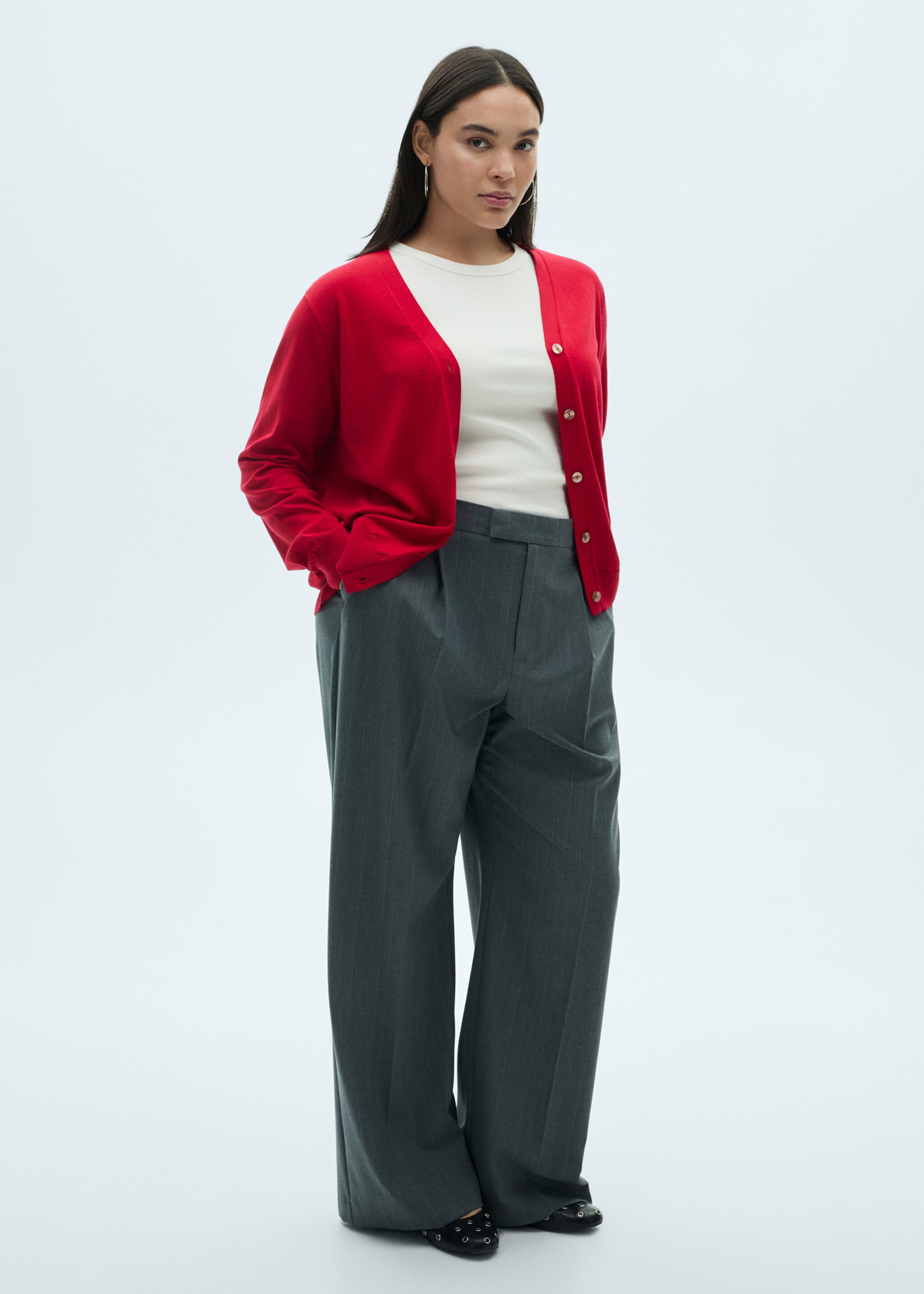 Mulberry silk-blend ribbed cardigan - Details of the article 3, Red. Ref: 87074078-00.