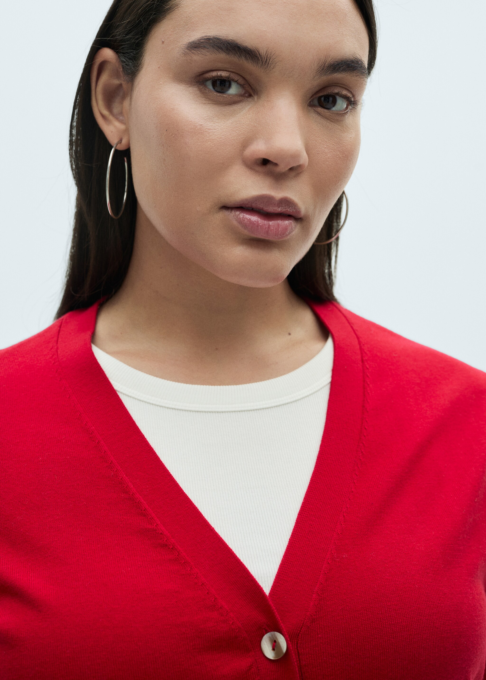 Mulberry silk-blend ribbed cardigan - Details of the article 4, Red. Ref: 87074078-00.