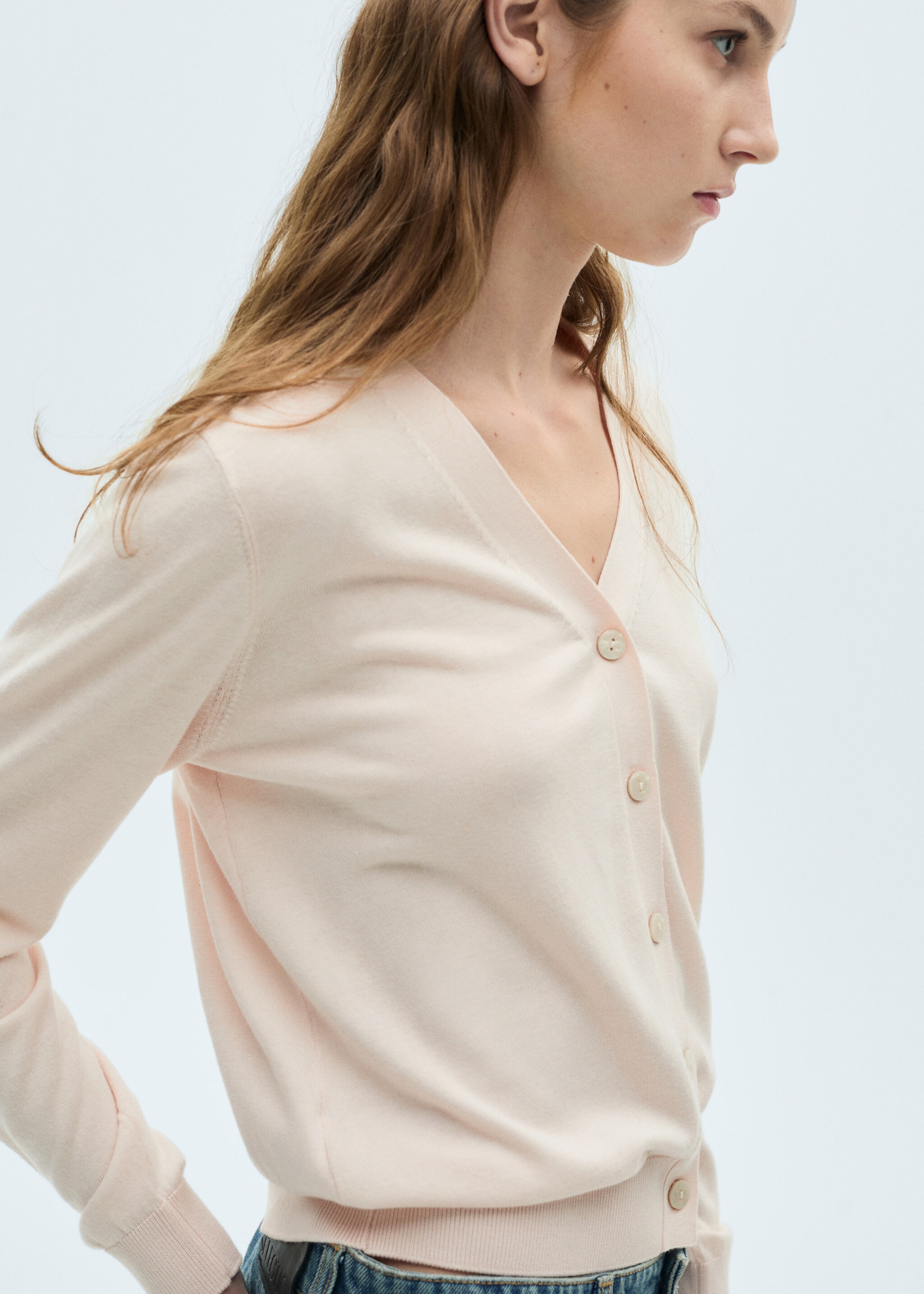 Mulberry silk-blend ribbed cardigan - Medium plane, Pale Pink. Ref: 87074078-00.