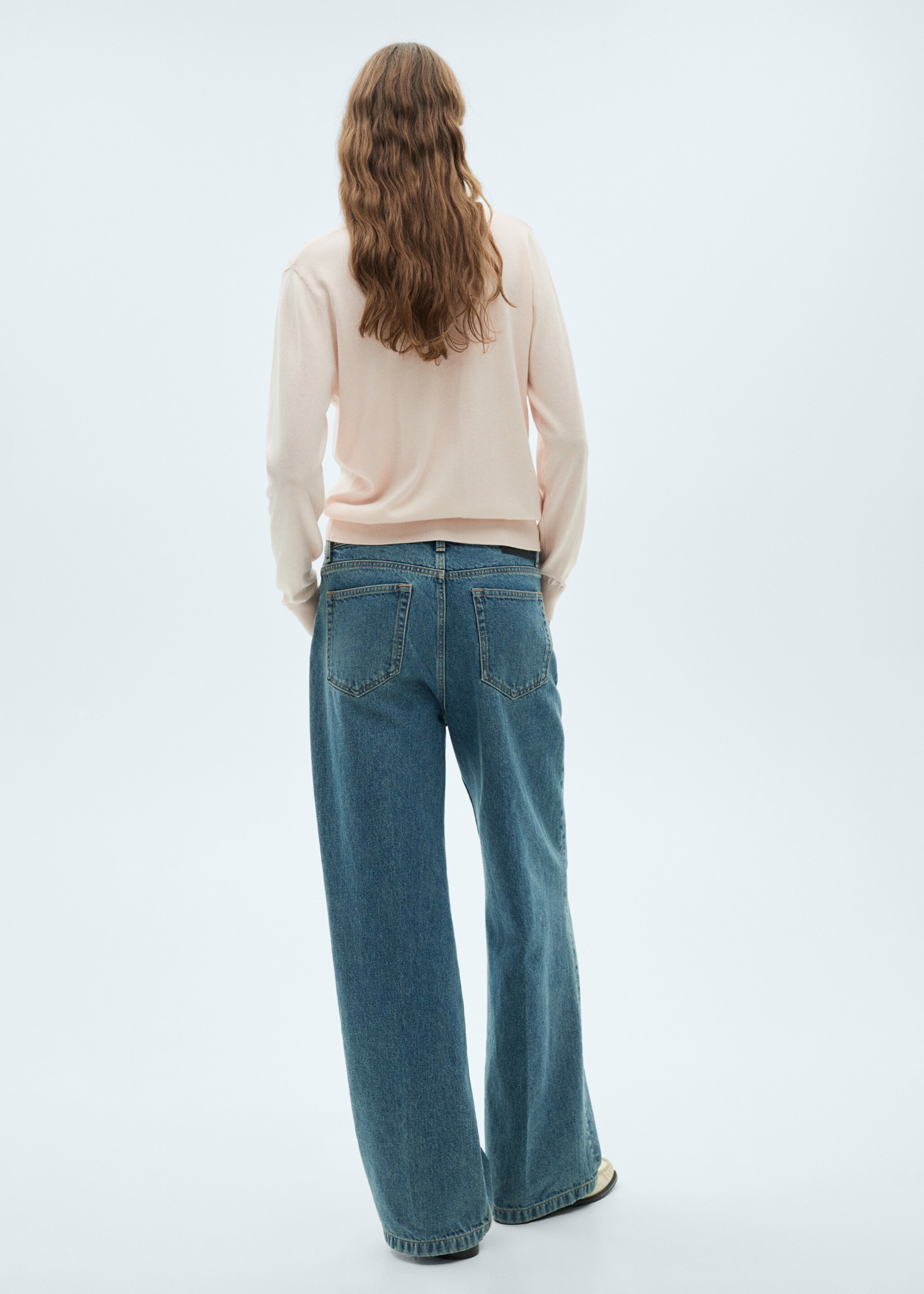 Mulberry silk-blend ribbed cardigan - Reverse of the article, Pale Pink. Ref: 87074078-00.