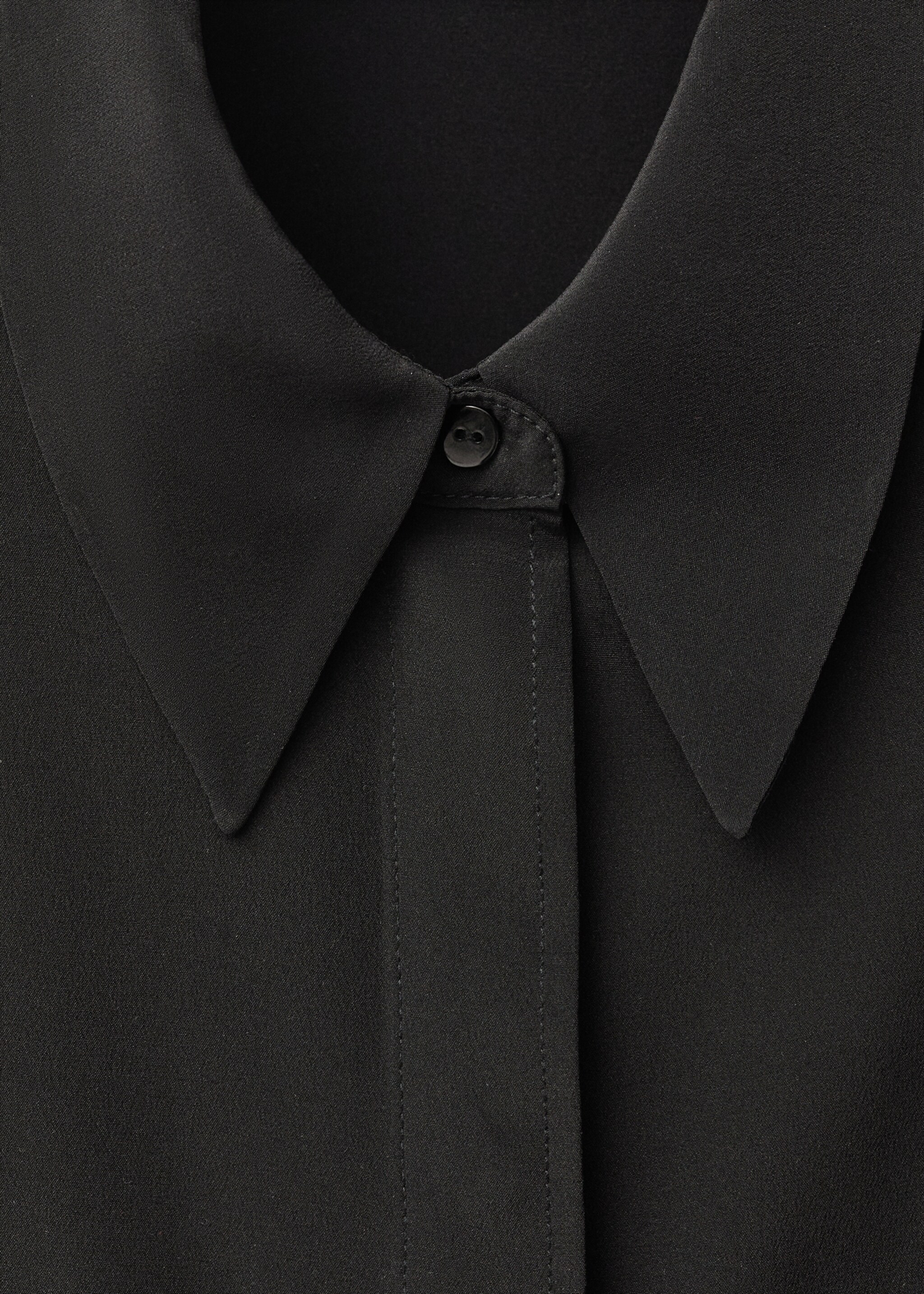 Satin silk shirt - Details of the article 8, Black. Ref: 87074079-00.