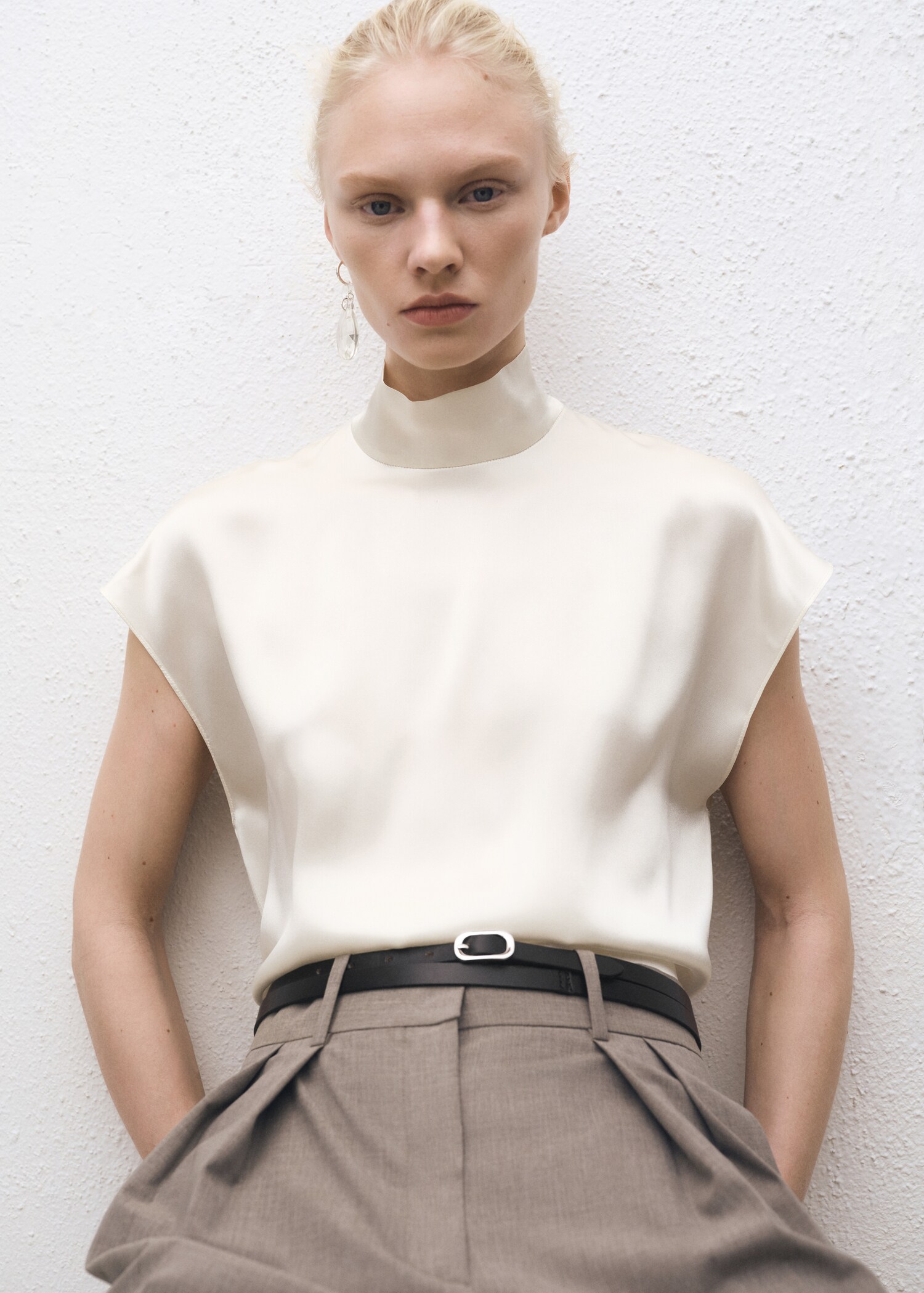 High neck silk blouse - Medium plane