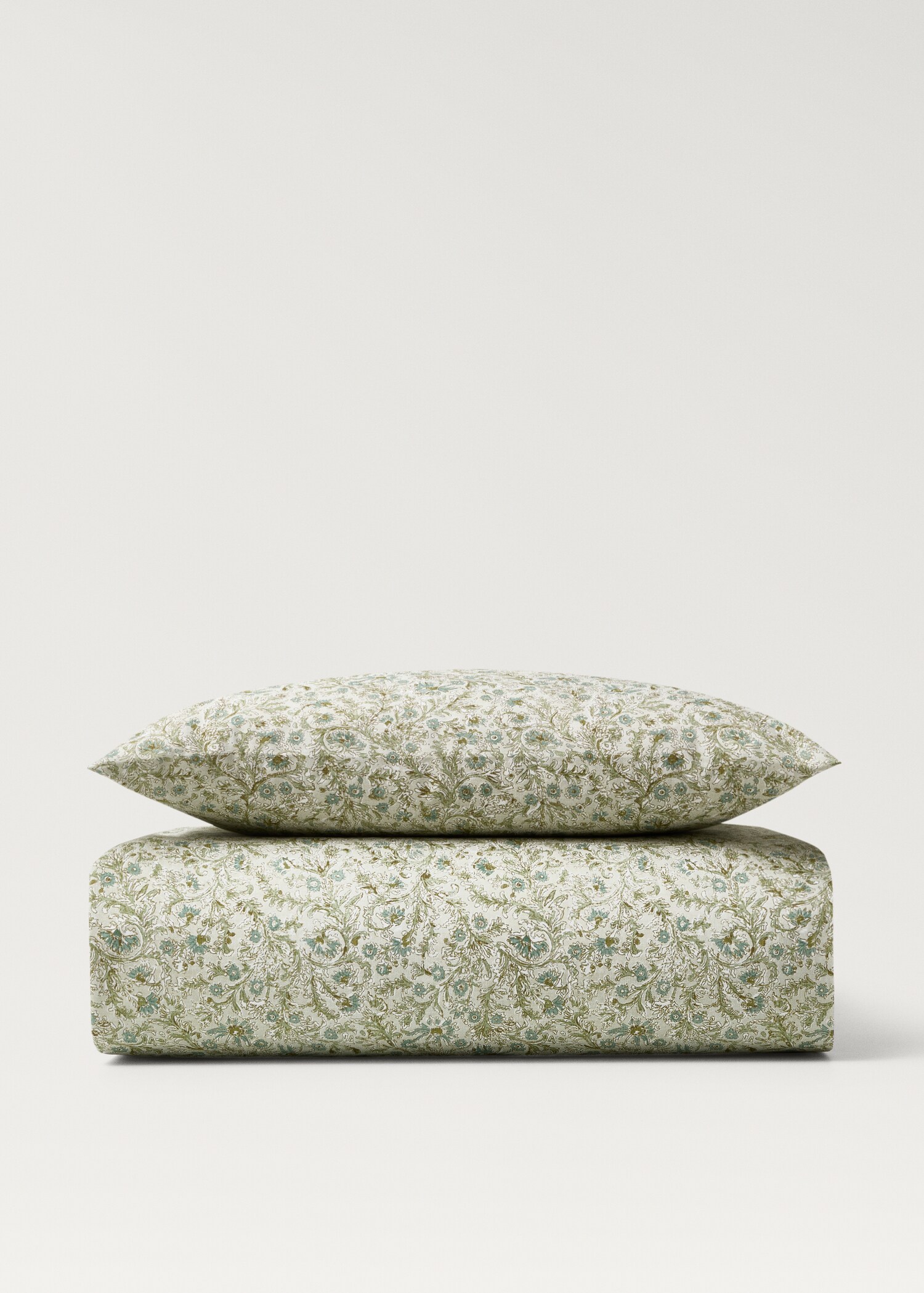 Cotton percale floral-print duvet cover for cot - Article without model