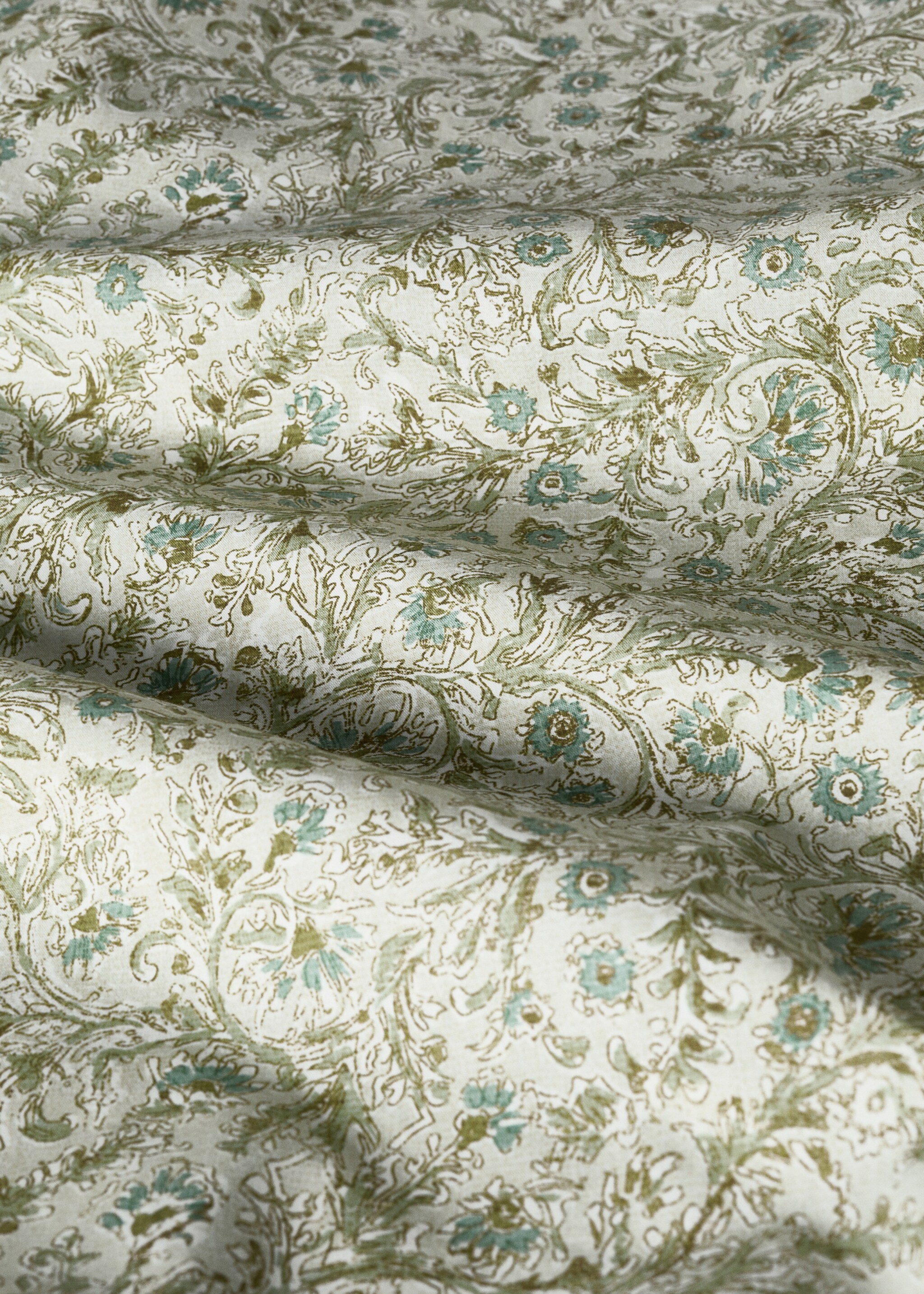 Cotton percale floral-print duvet cover for cot - Details of the article 1, Forest Green. Ref: 87074089-00.