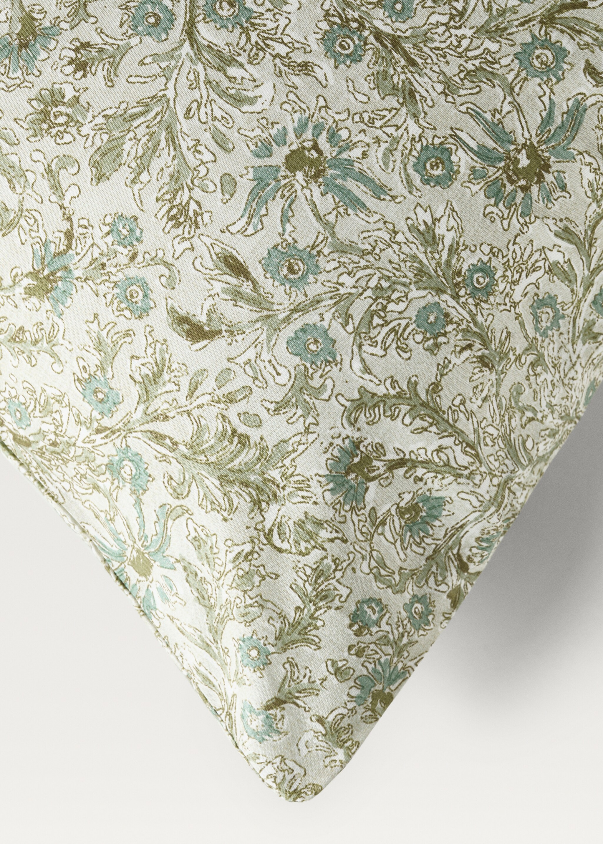 Cotton percale floral-print duvet cover for cot - Details of the article 3, Forest Green. Ref: 87074089-00.