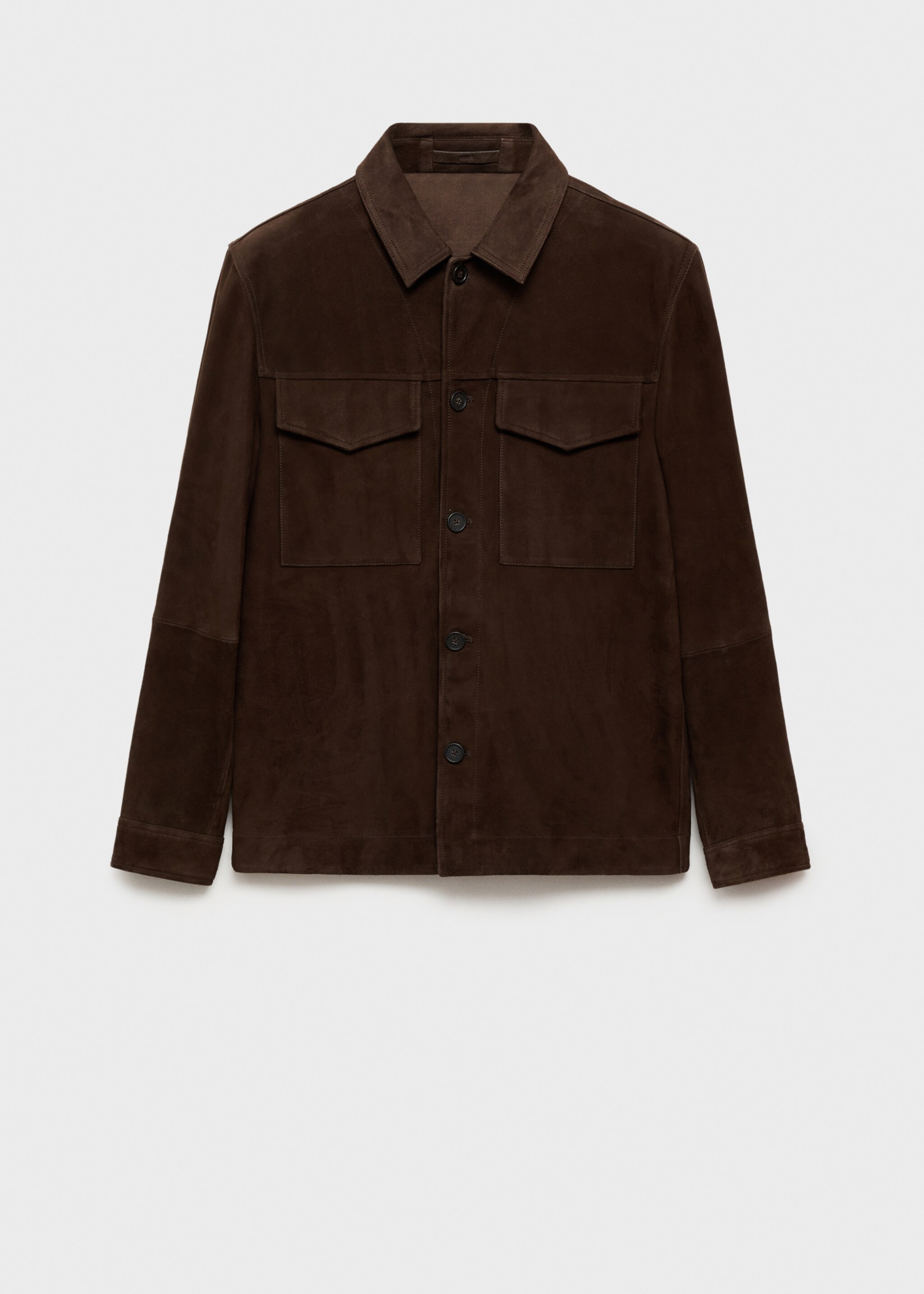 Suede jacket with pockets - Article without model, Chocolate. Ref: 87074391-00.