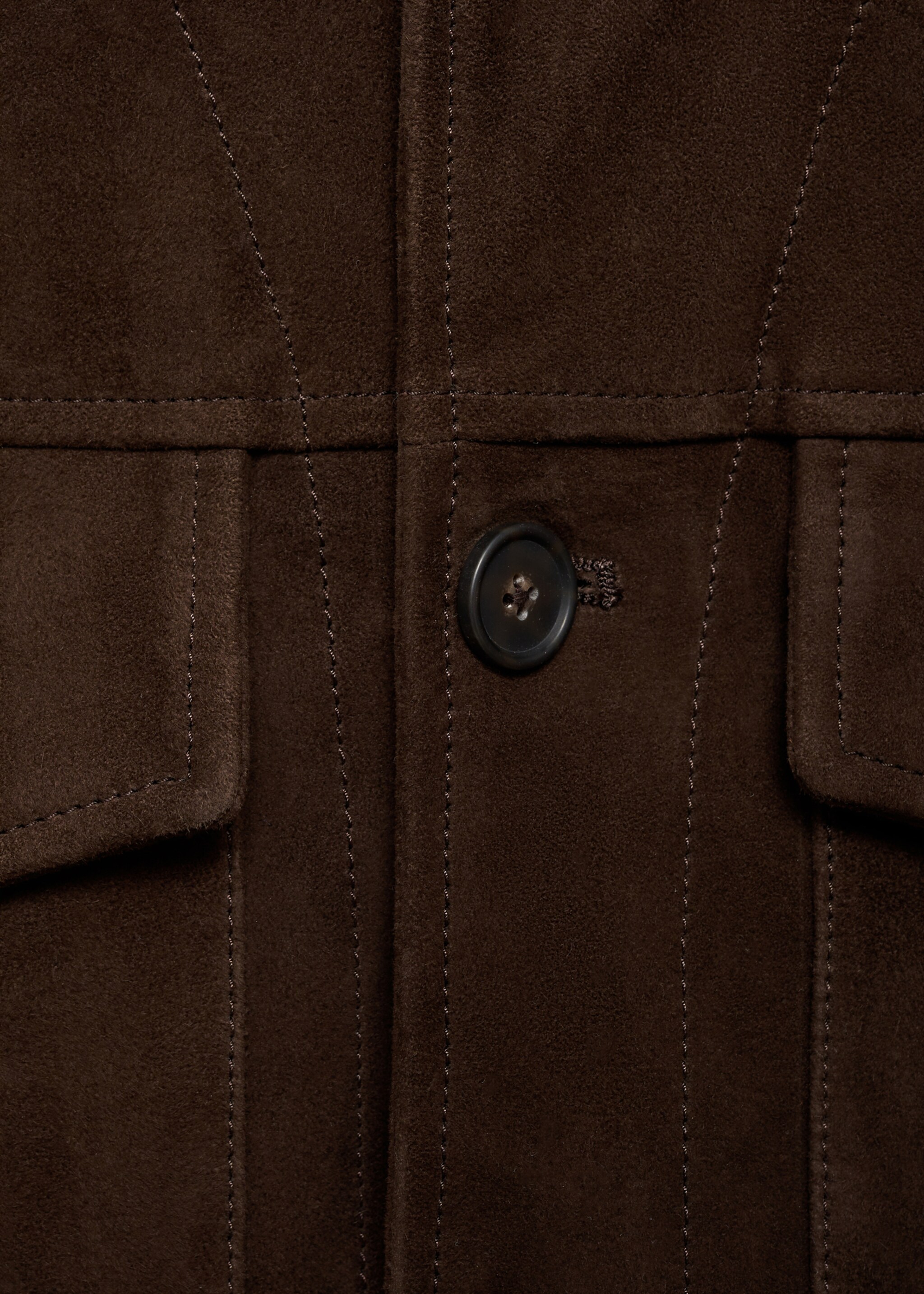 Suede jacket with pockets - Details of the article 0, Chocolate. Ref: 87074391-00.