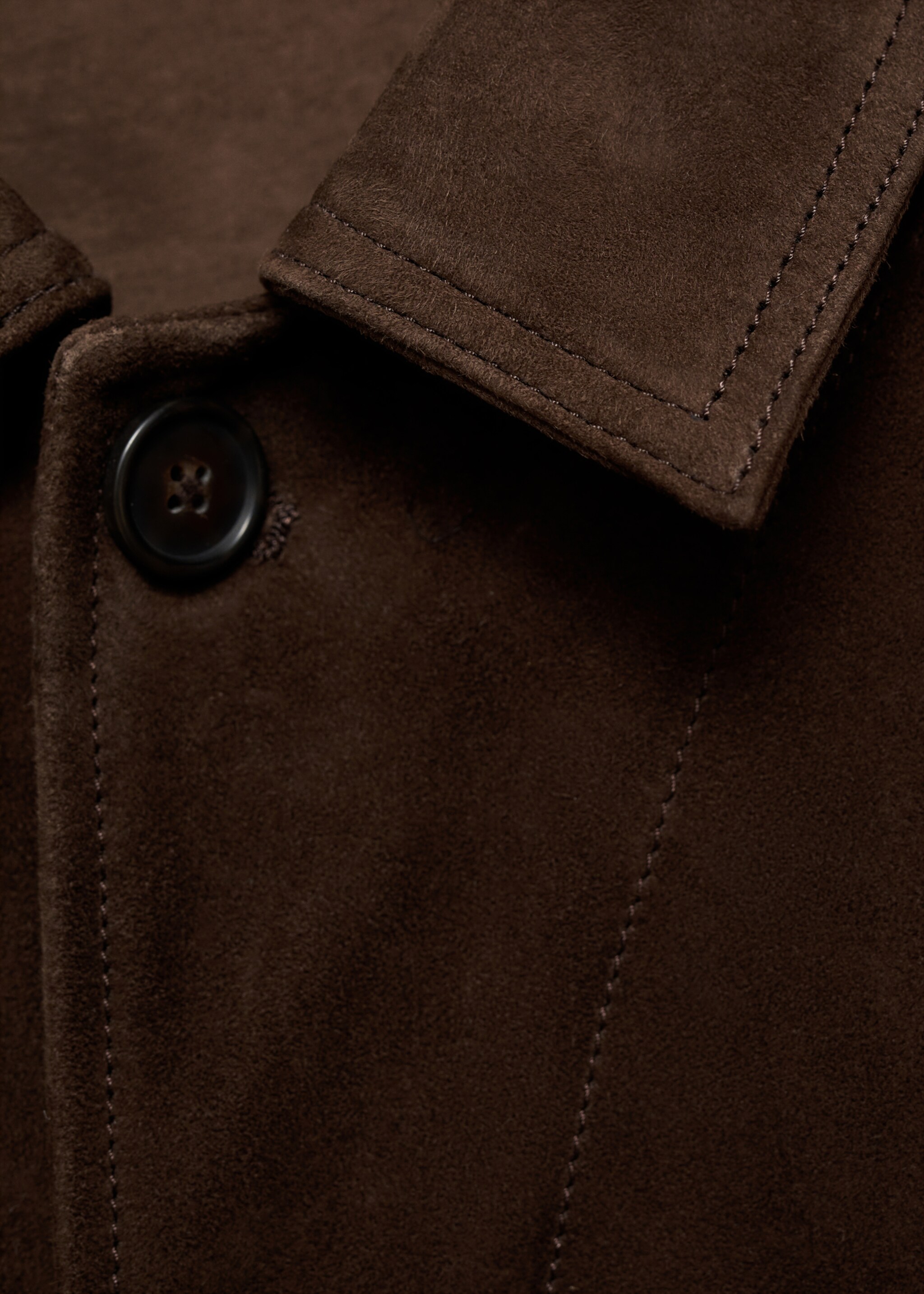 Suede jacket with pockets - Details of the article 8, Chocolate. Ref: 87074391-00.