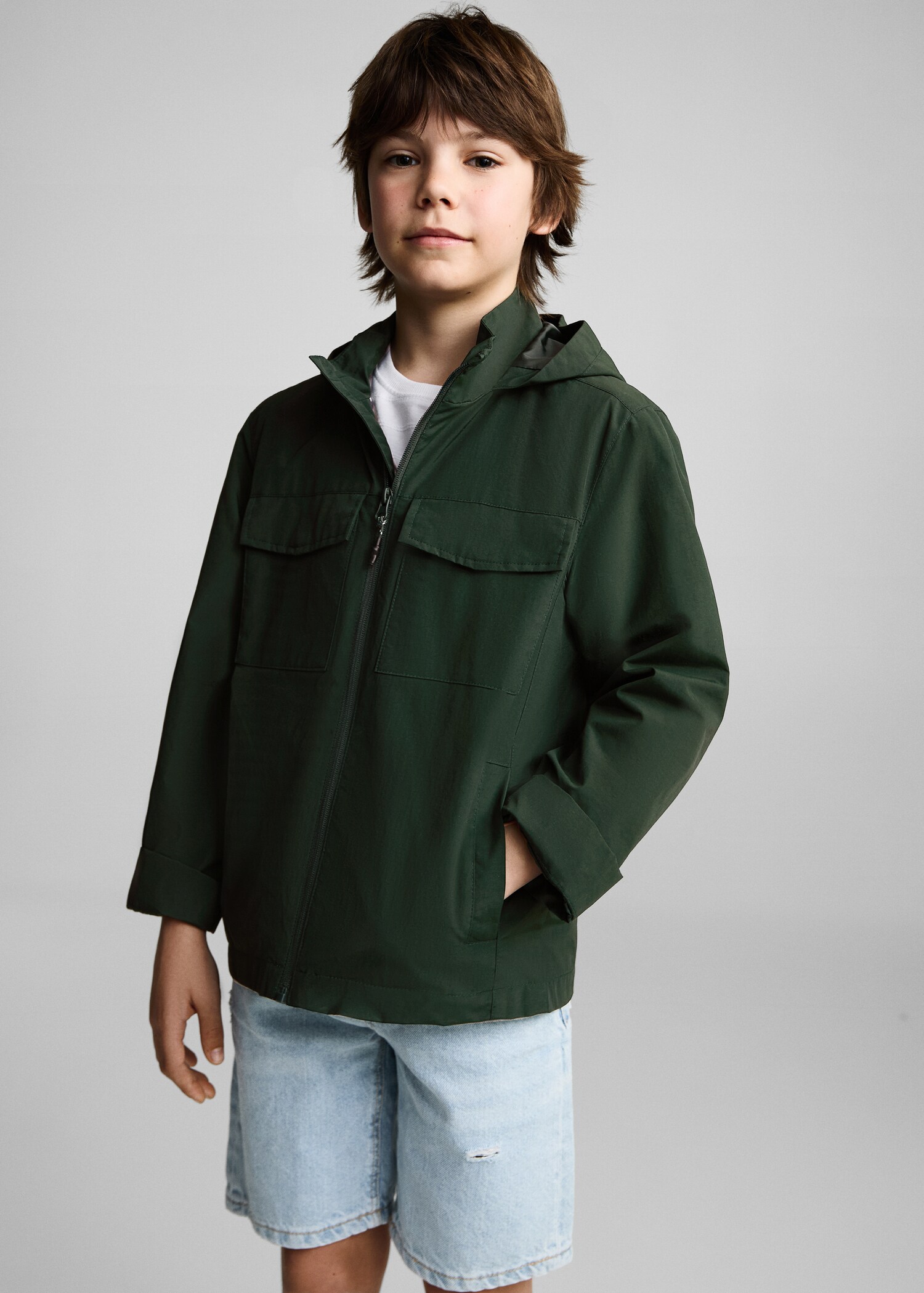 Hooded water-repellent parka - Medium plane