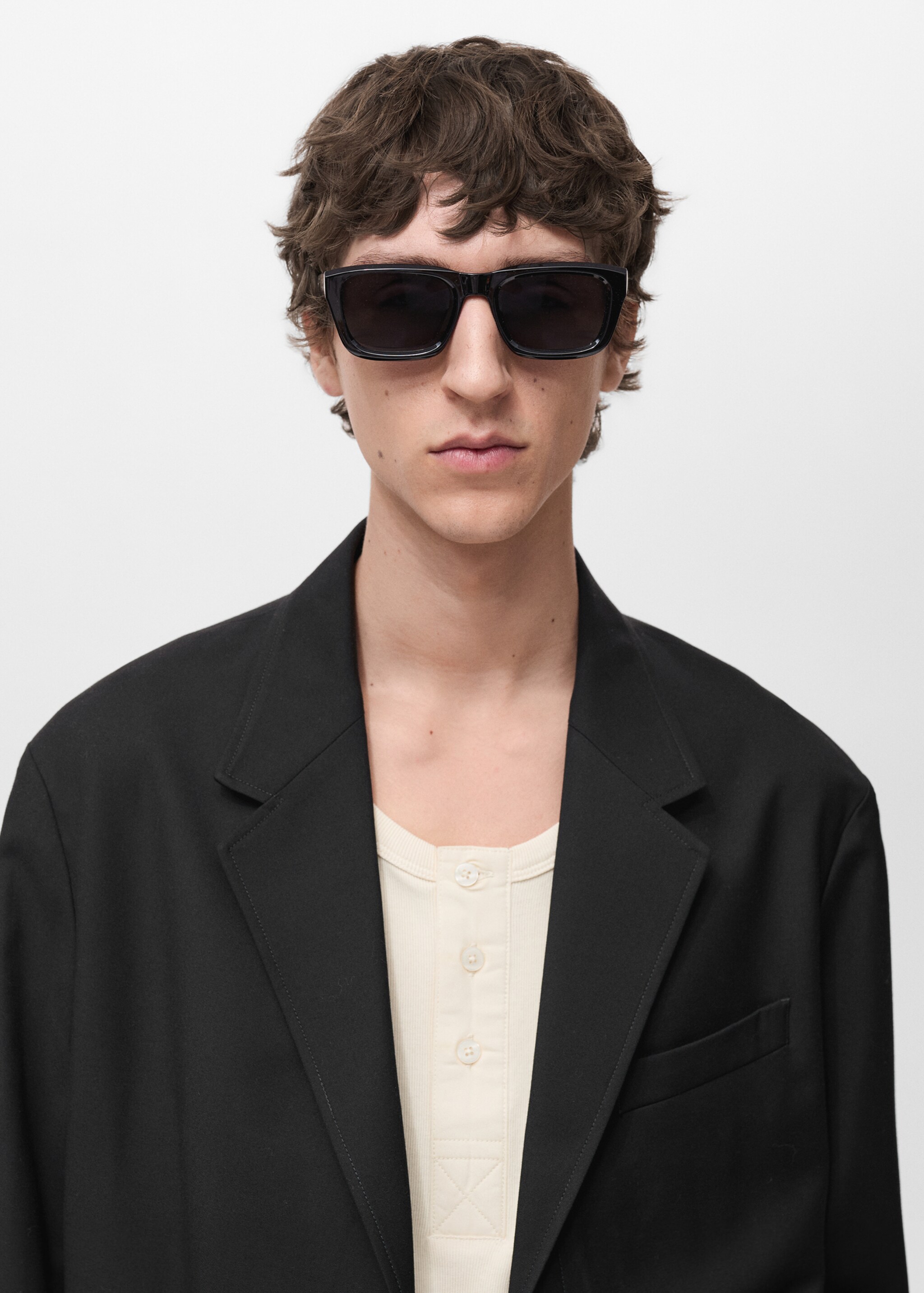 Relaxed fit suit blazer - Details of the article 1, Black. Ref: 87074399-00.